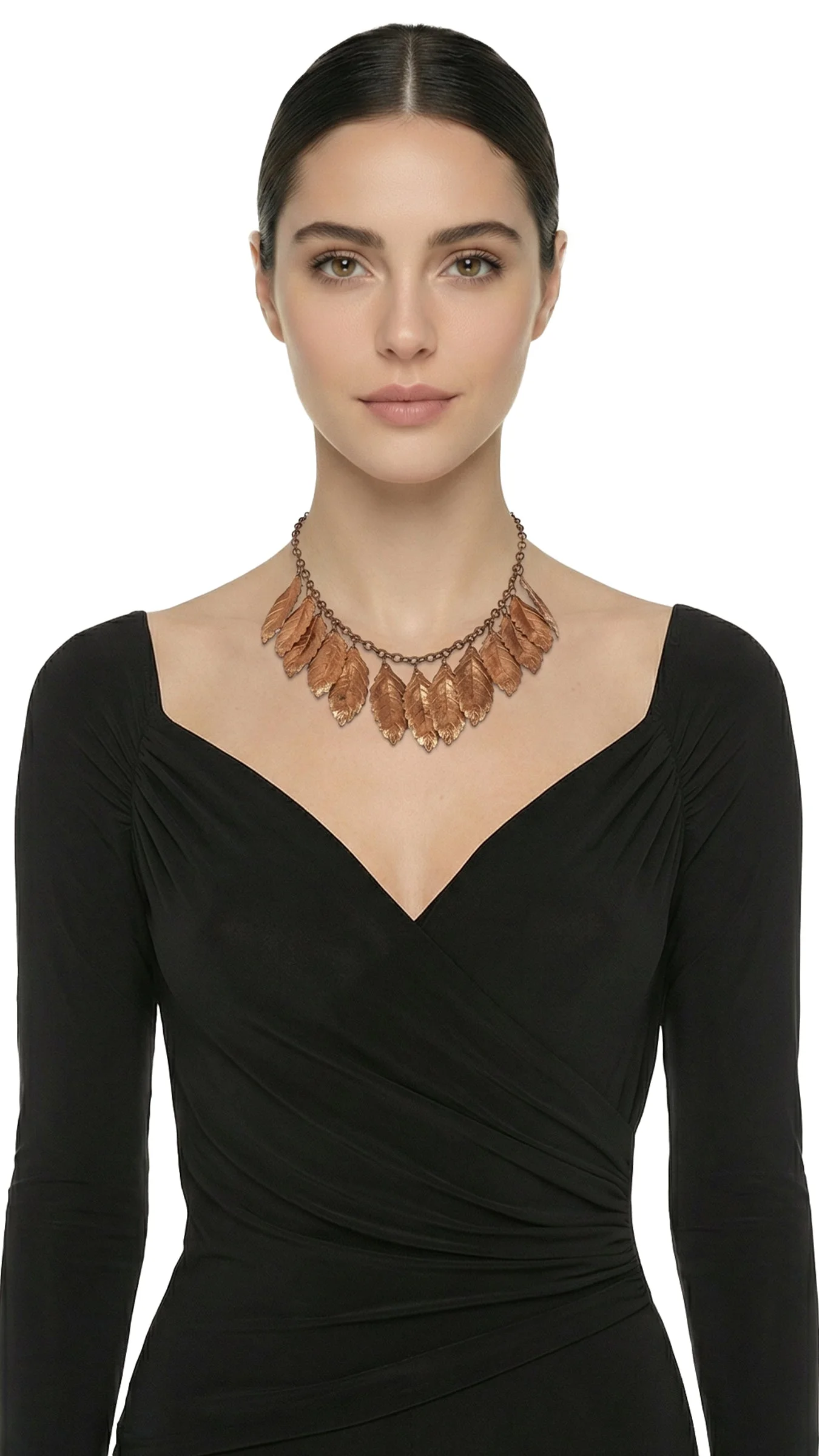 BRASS LEAF TIERED NECKLACE - 1