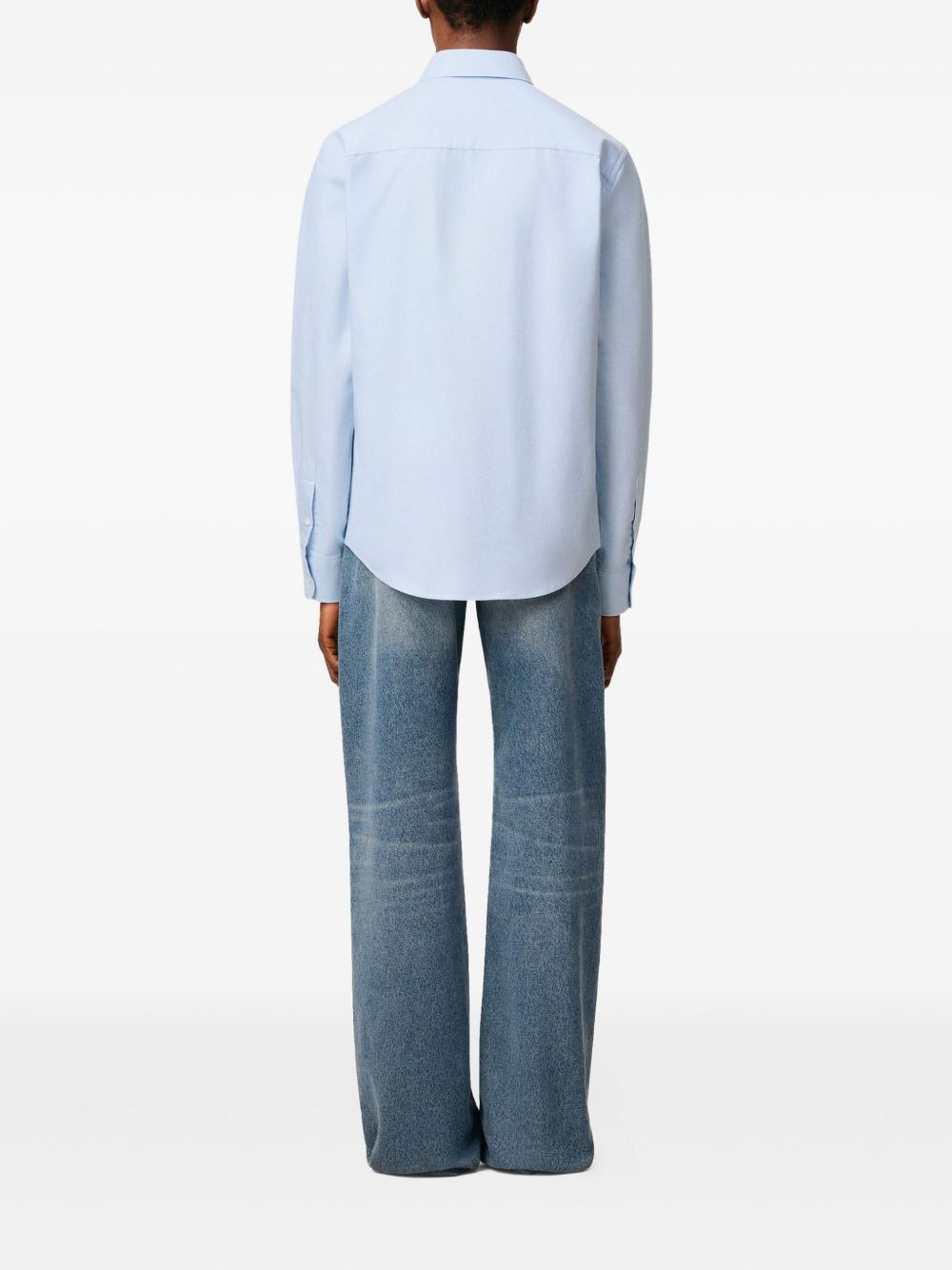 logo-embroidered cotton shirt - 3