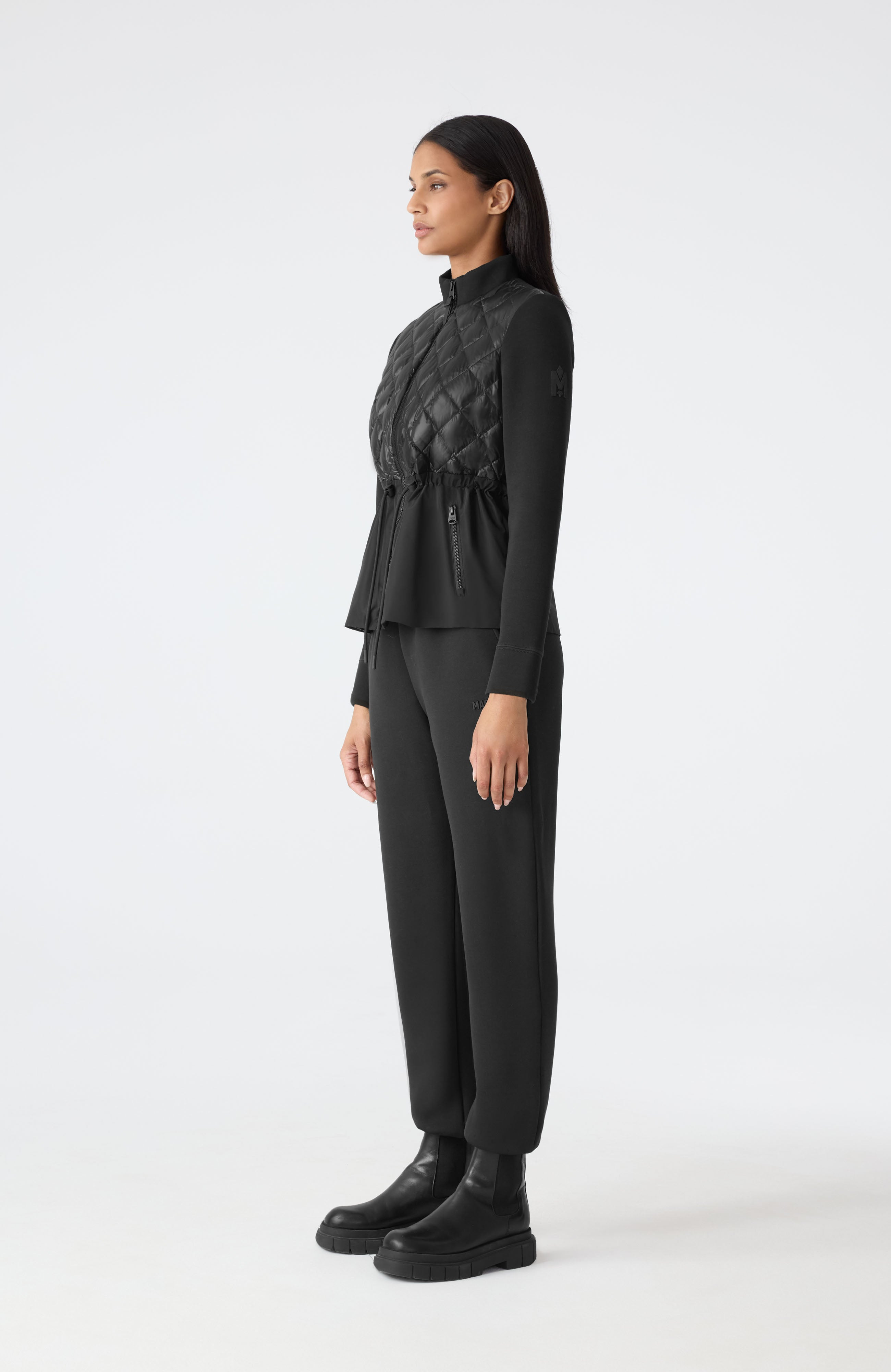 ADITA Light Down Hybrid Jacket with Peplum Hem - 3