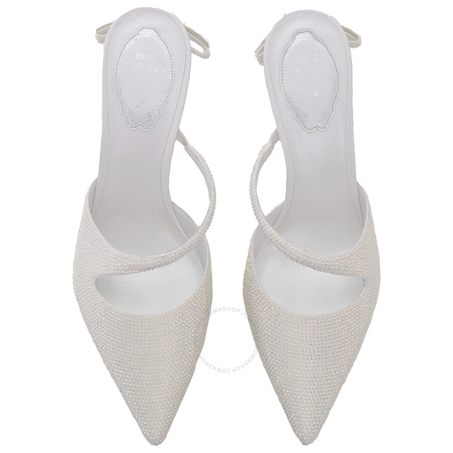 Rene Caovilla Crystal-Embellished Satin Mules - 3