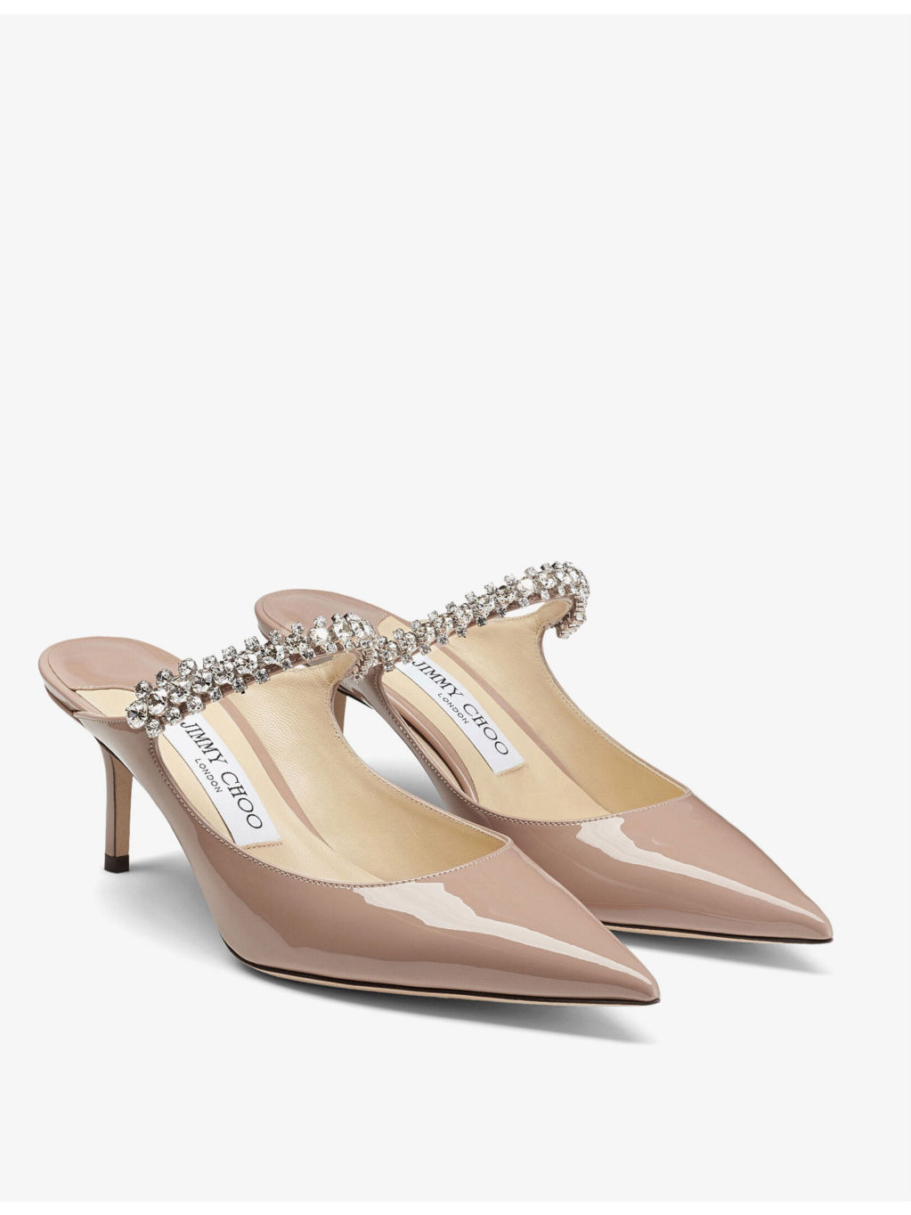 Bing 65 crystal-embellished patent-leather heeled mules - 4