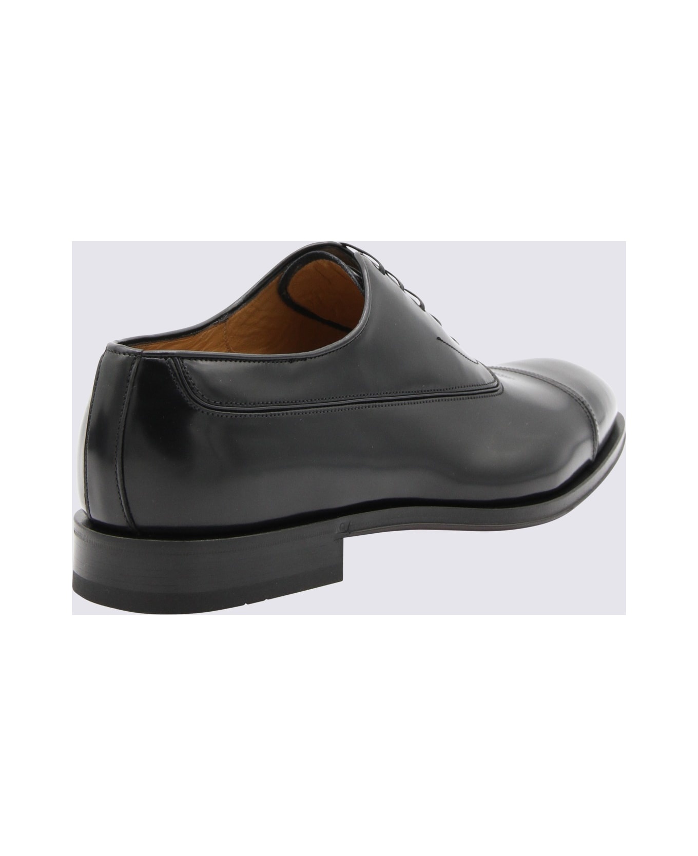 Black And Brown Leather Lace Up Shoes - 2