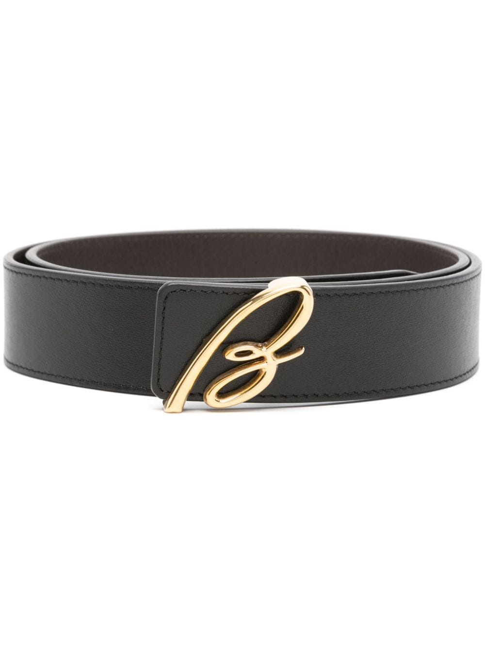 logo-buckle leather belt - 1