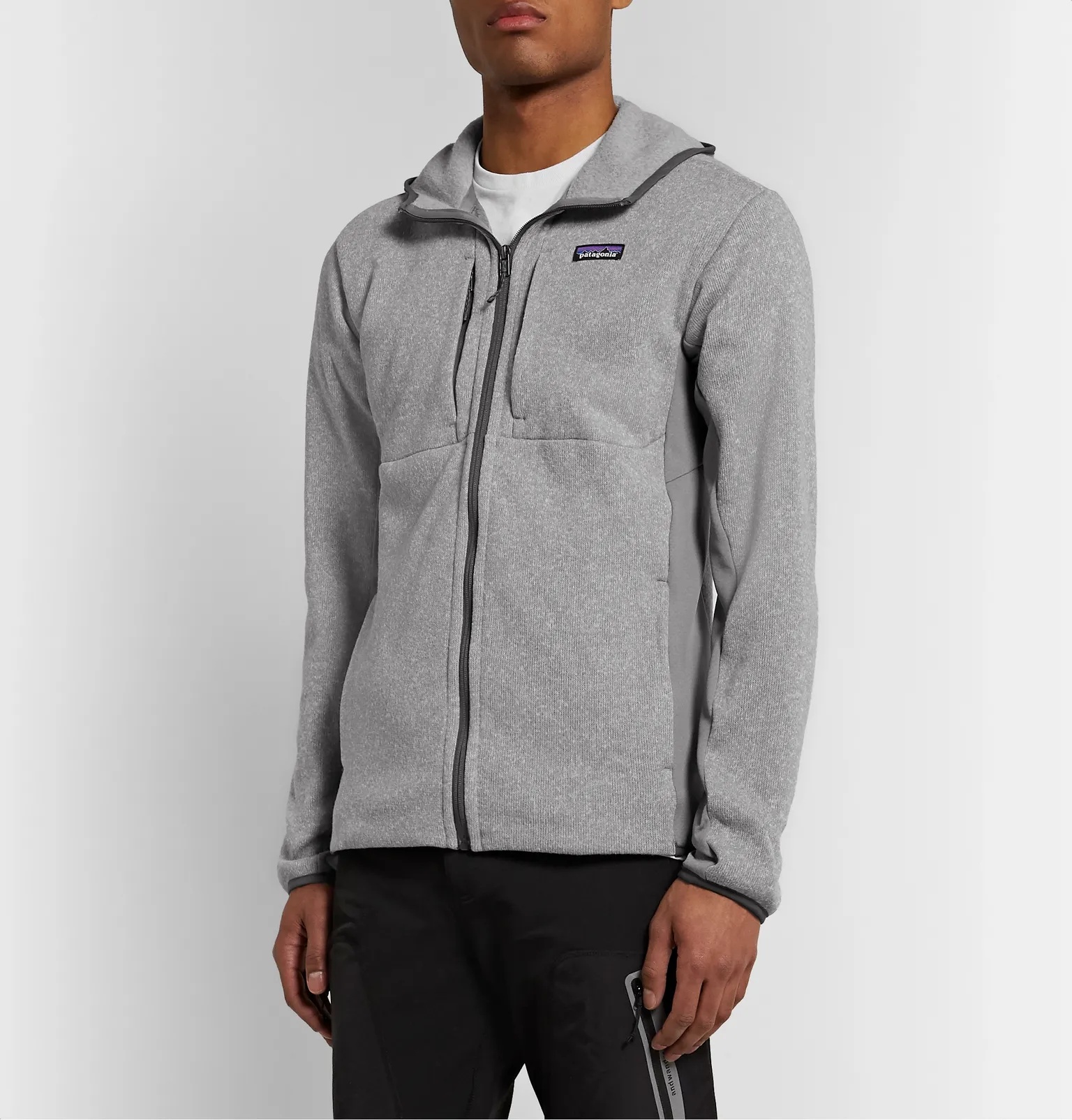 Better Sweater Slim-Fit Panelled Fleece-Back Knitted Zip-Up Hoodie - 3