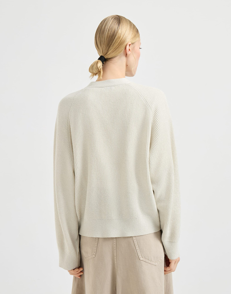 Sparkling cashmere ribbed cardigan 3