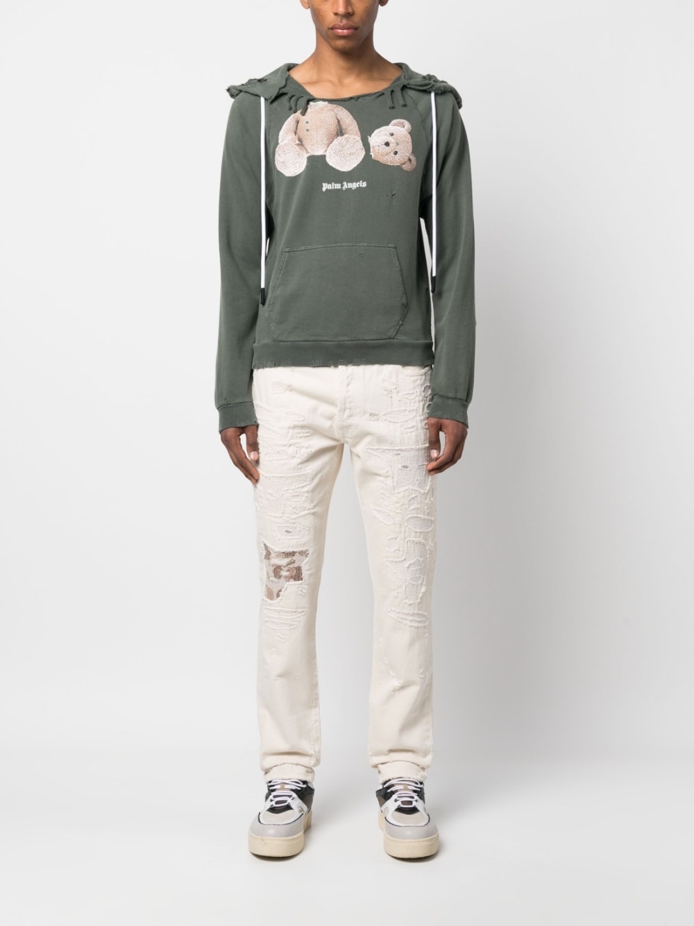 distressed graphic-print hoodie - 2