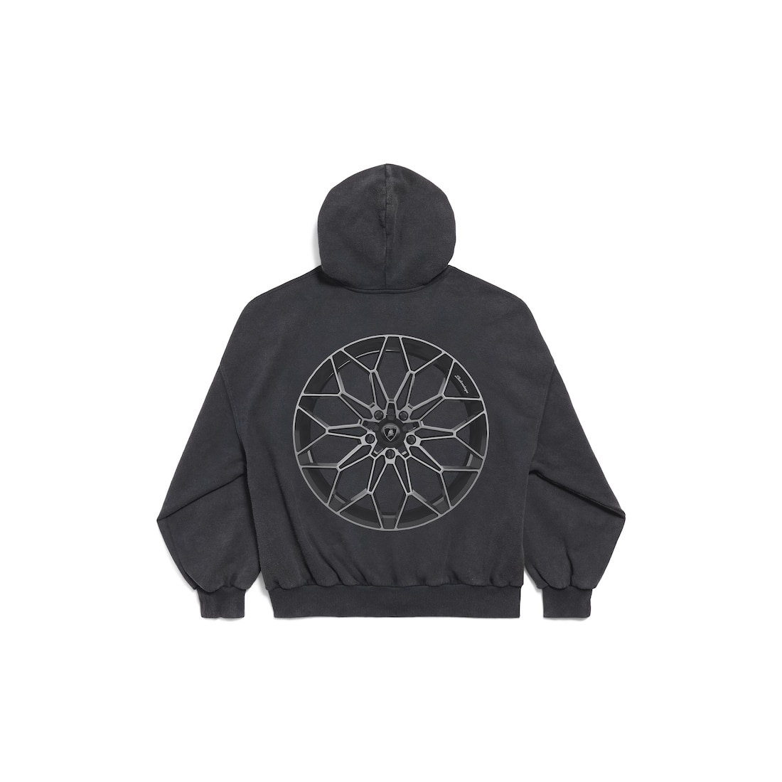 Men's Balenciaga I Automobili Lamborghini Zip-up Hoodie Small Fit in Black Faded - 6
