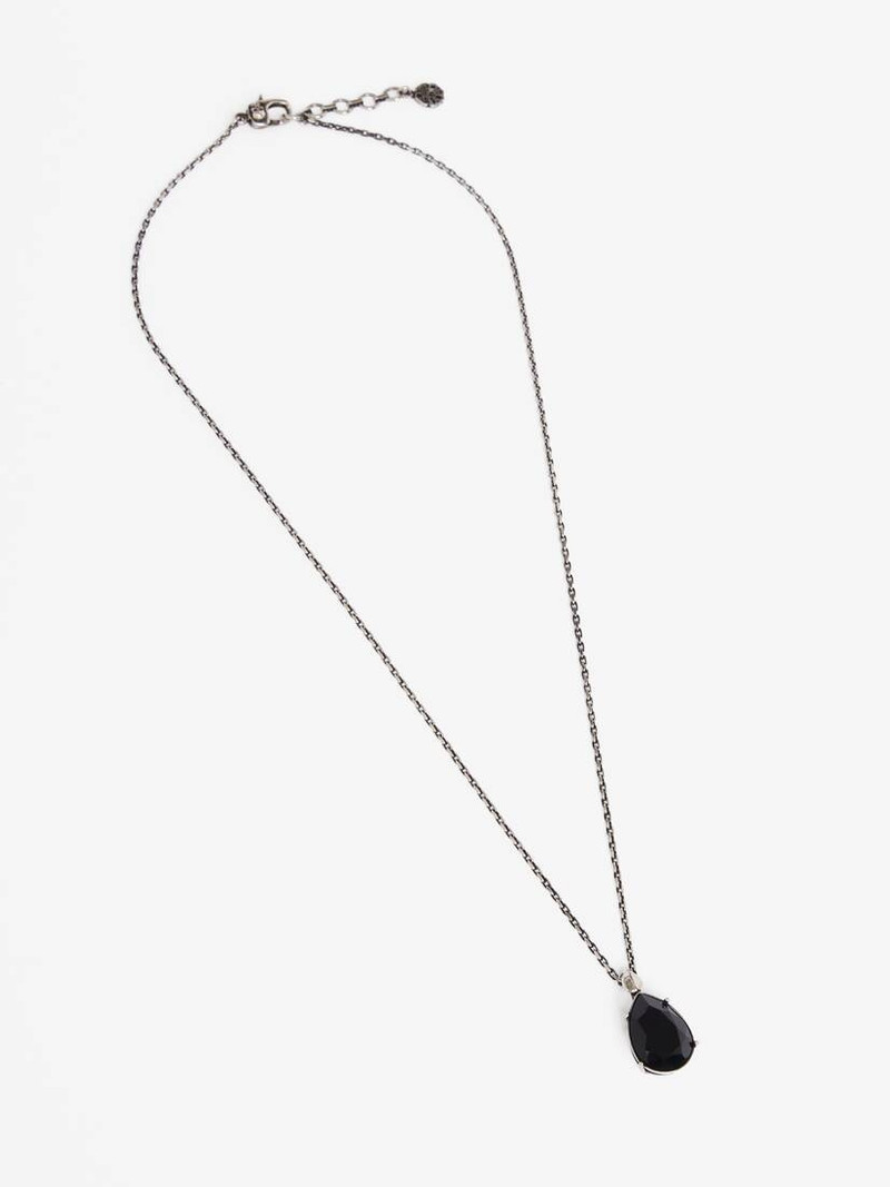 Alexander McQueen Men's Jewelled Charm Pendant Necklace in Antique Silver outlook