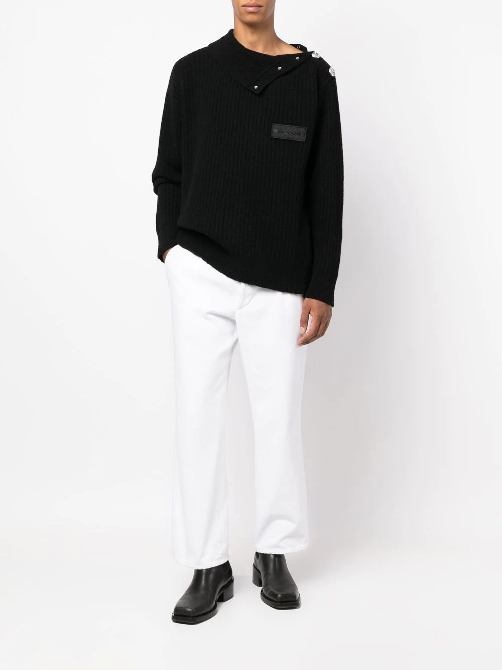 logo-patch roll neck jumper - 2