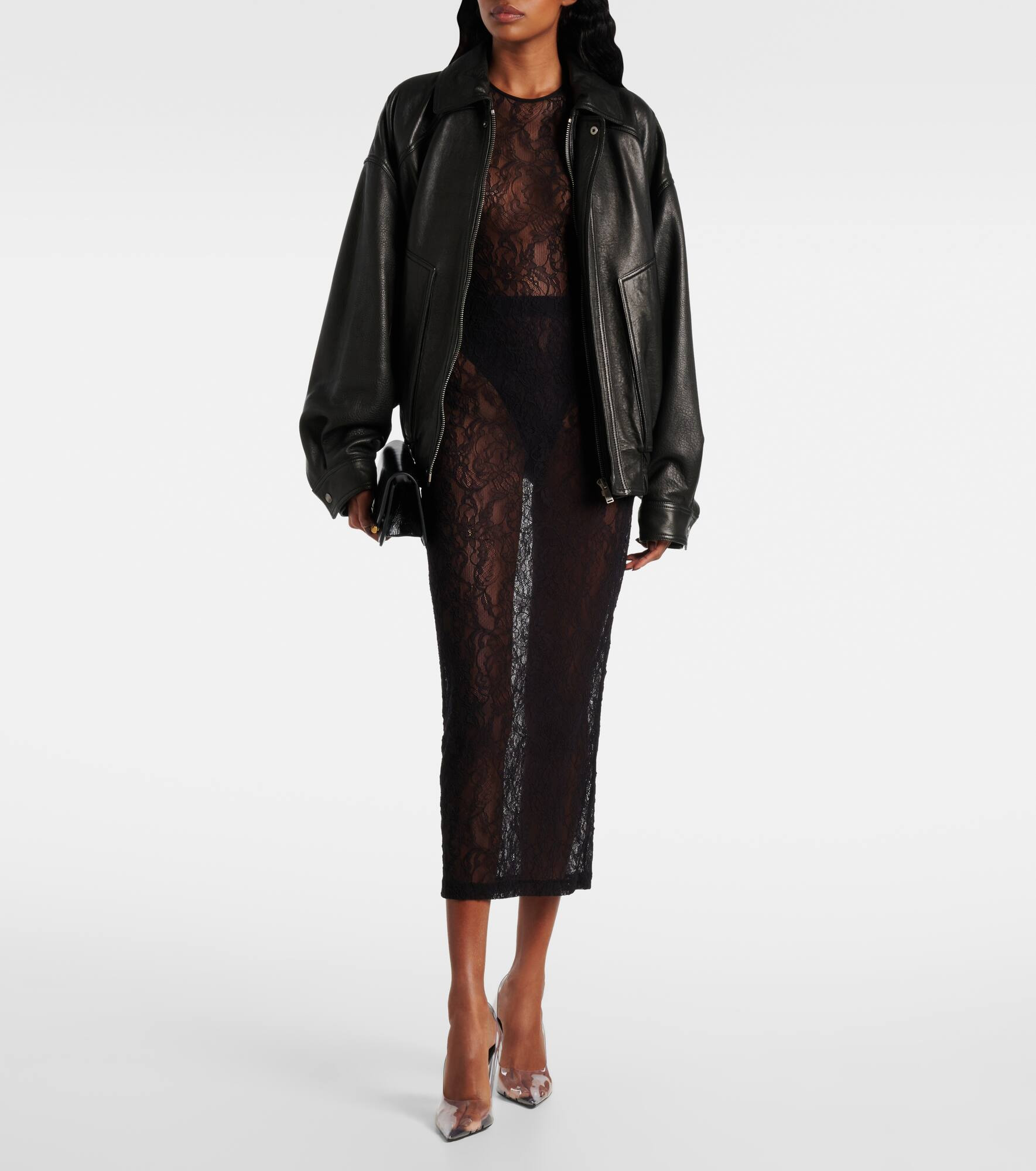 Sheer lace midi skirt - 2