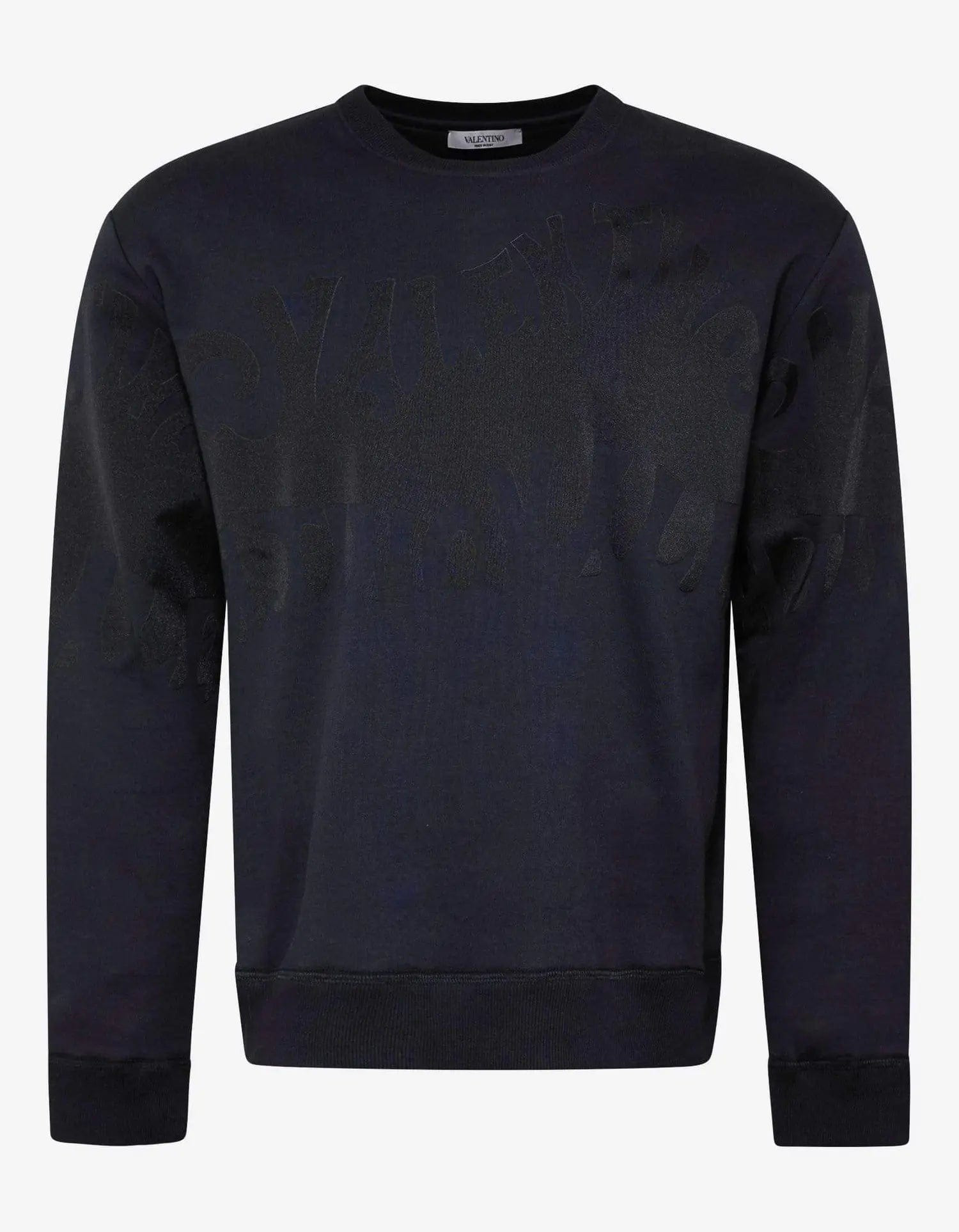 Valentino Navy Blue Logo Waves Sweatshirt - 1