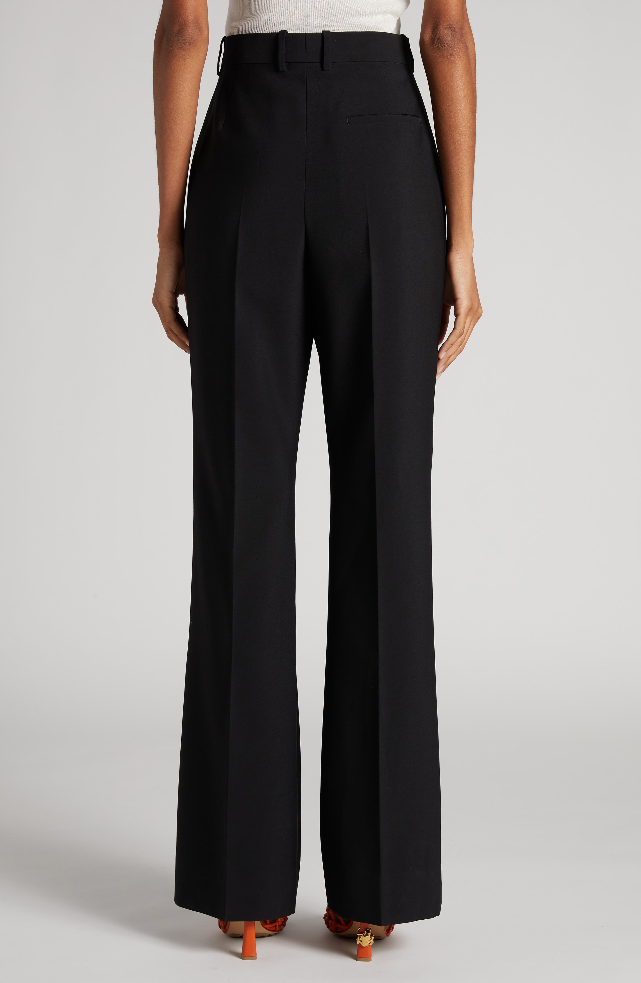 Bottega Veneta Lightweight Wool Flare Leg Pants in 1000 Black at Nordstrom - 3