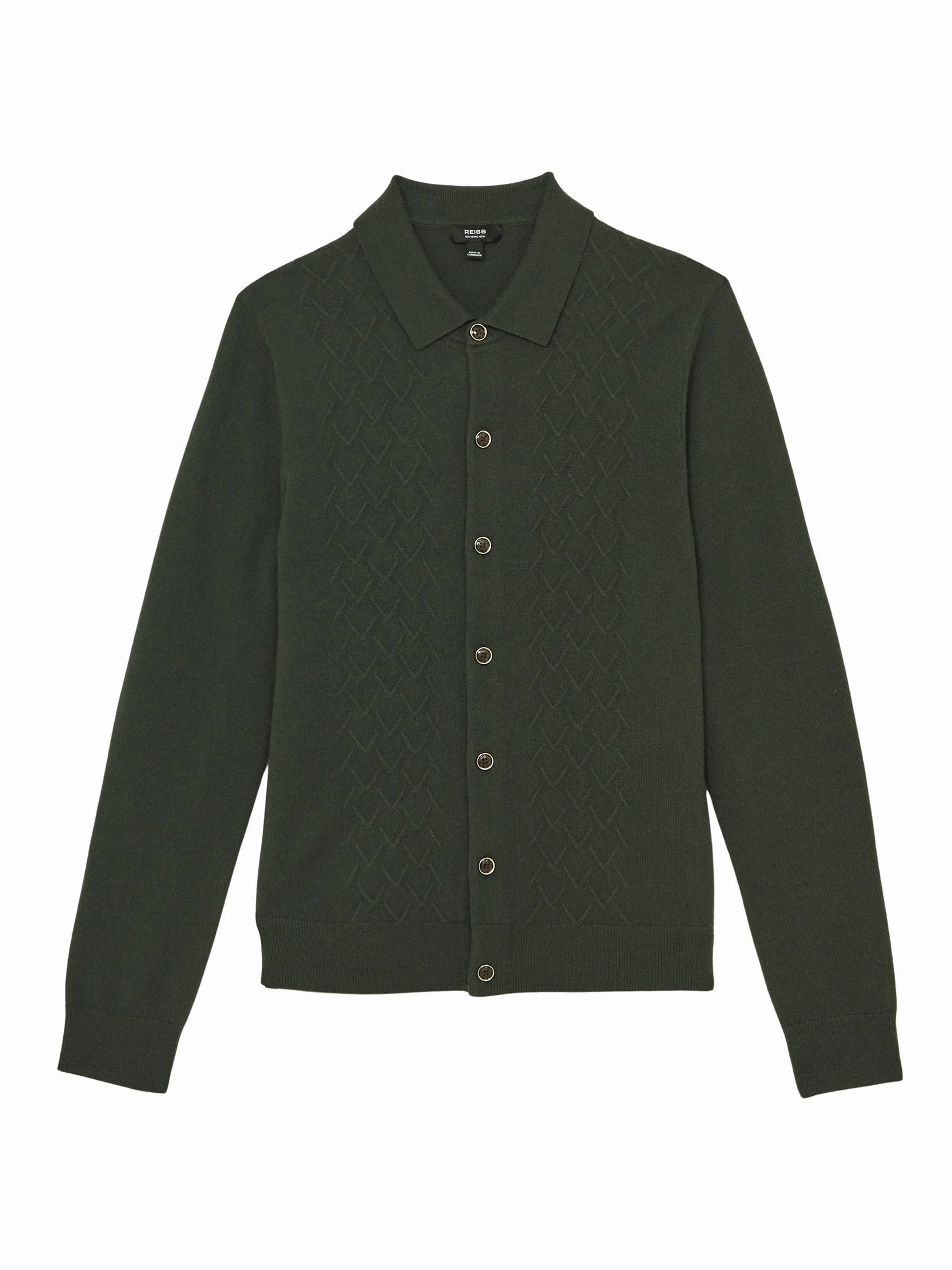 Men's Gideion Wool Jersey Polo Sweater - Forest Green - 1