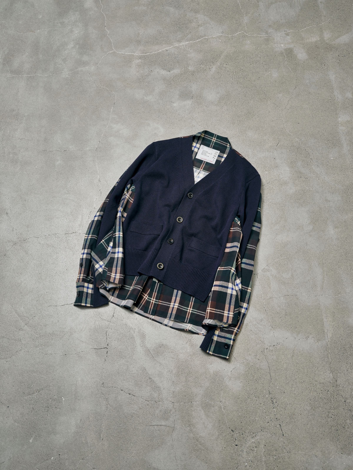 Plaid Print x Knit Cardigan - 2