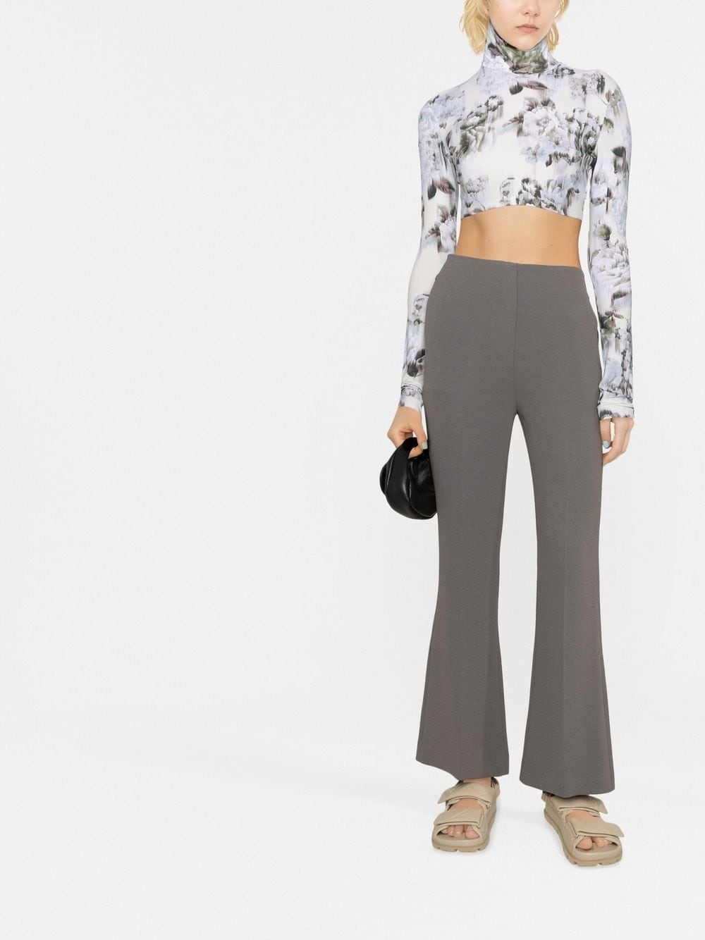 cropped kick flare trousers - 2