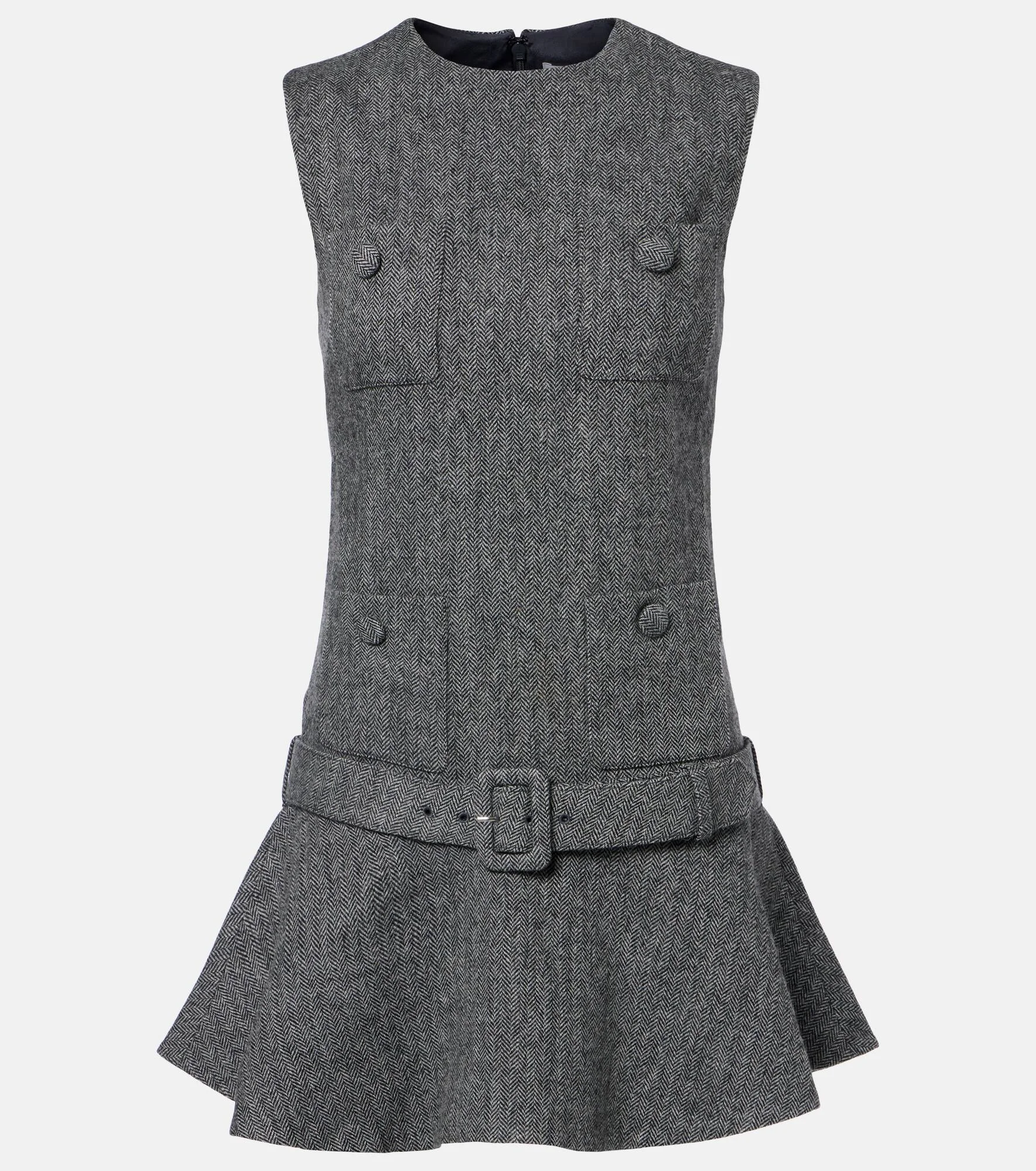 Herringbone wool-blend minidress - 1