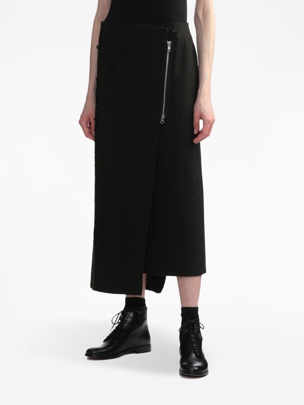 asymmetric-design cotton skirt - 3