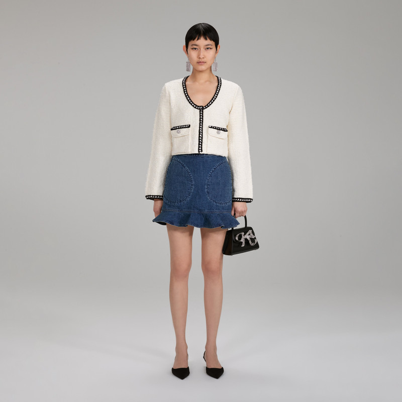 Ivory Tape Knit Cardigan 1