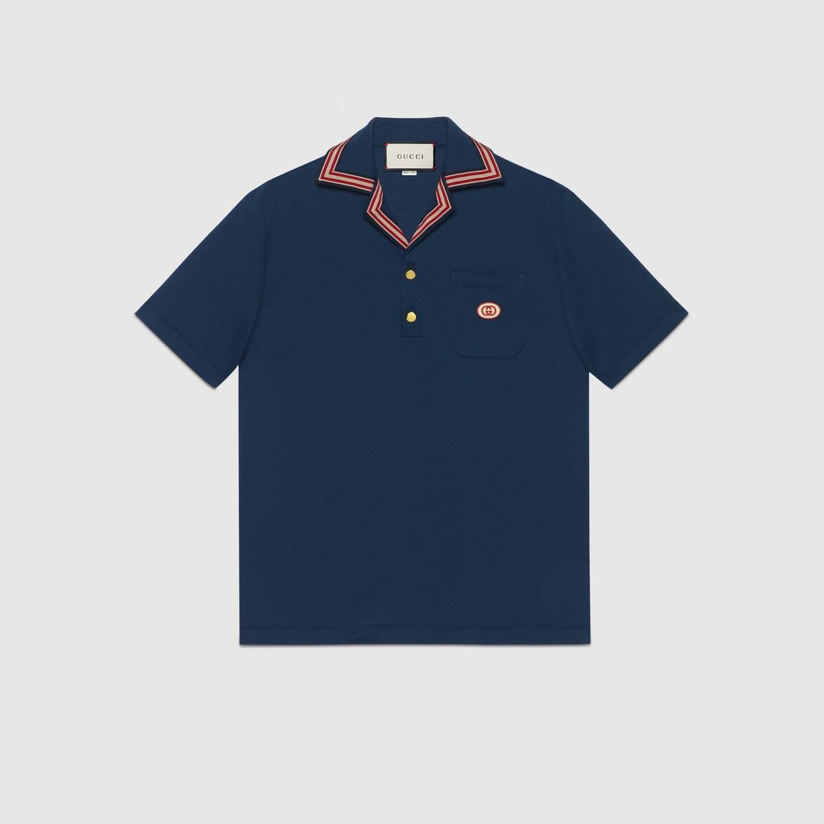 Cotton polo with Interlocking G patch - 1