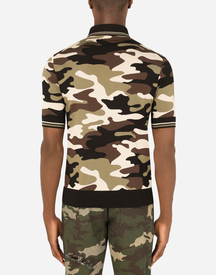 Short-sleeved polo-shirt with camouflage intarsia - 2