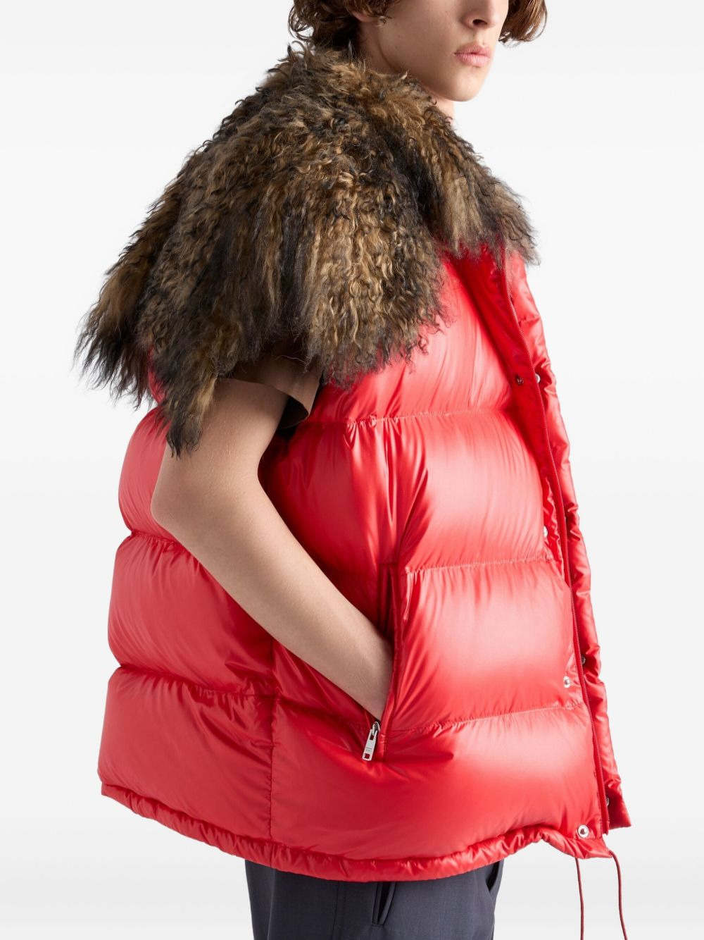 textured-collar puffer gilet - 4
