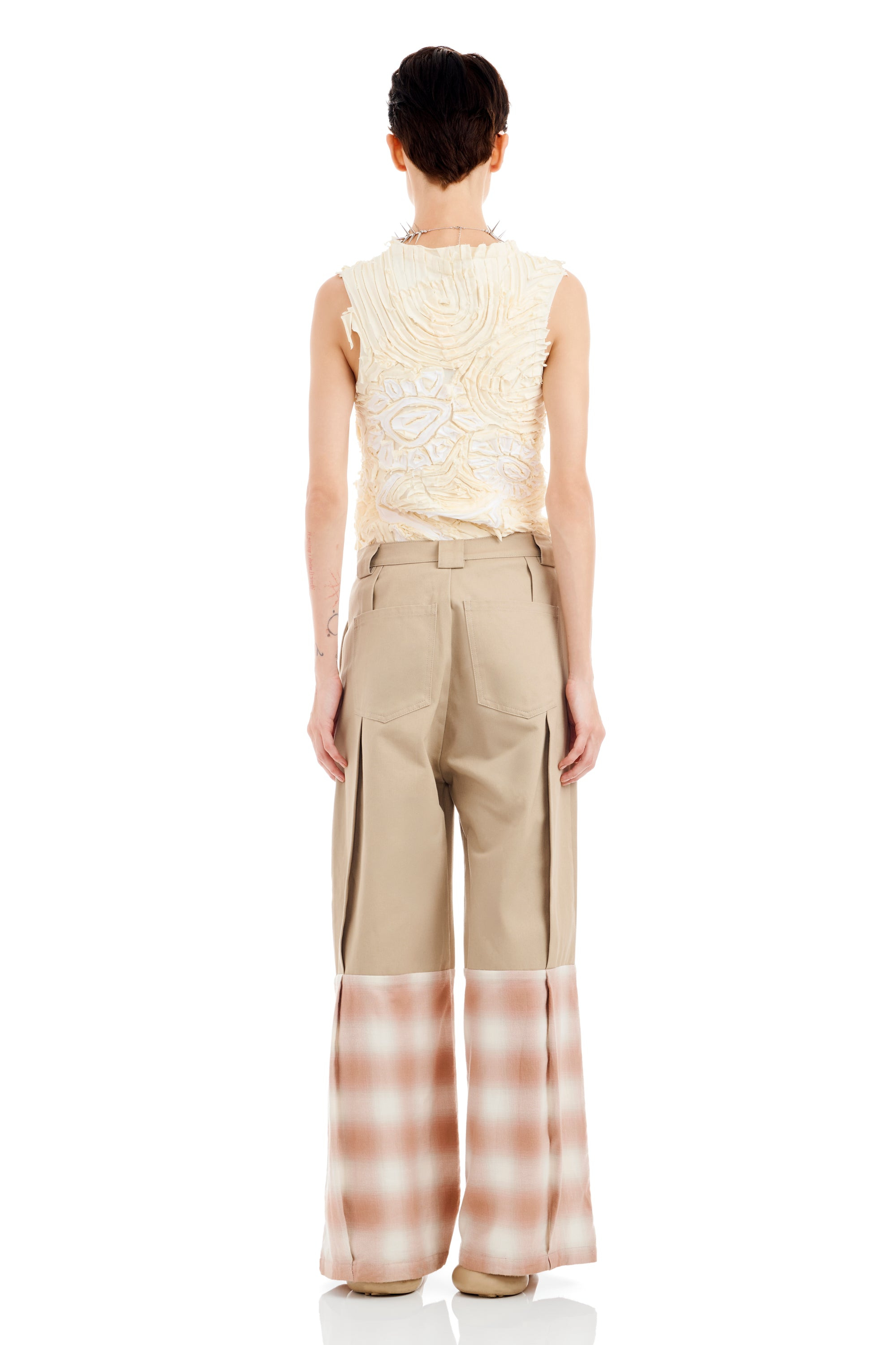 SAND AND PEACH PLAID CEDAR PANT - 5