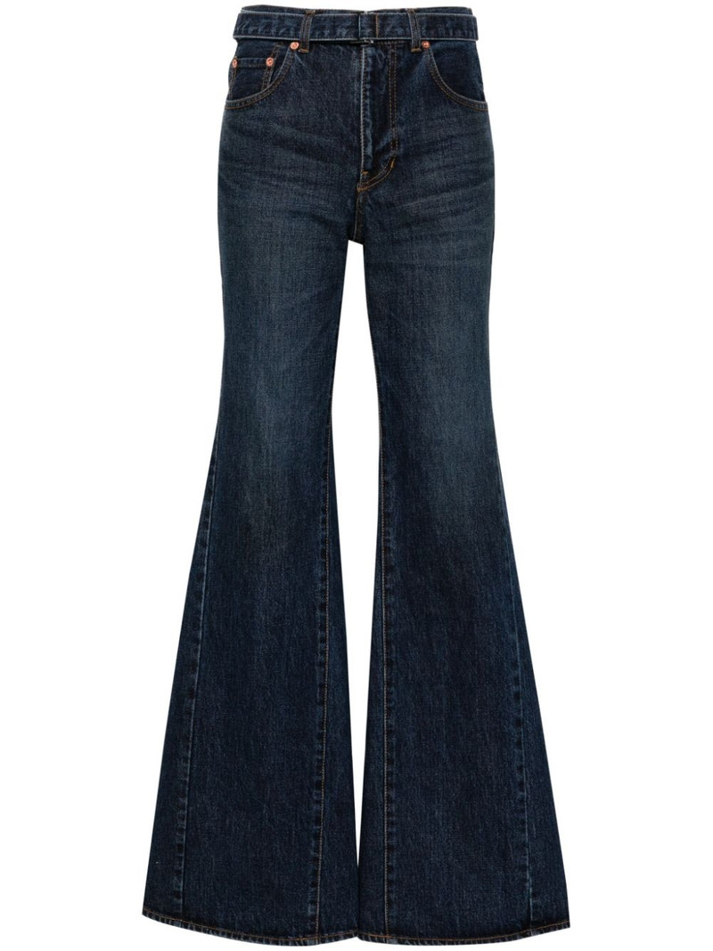 belted mid-rise flared jeans 1