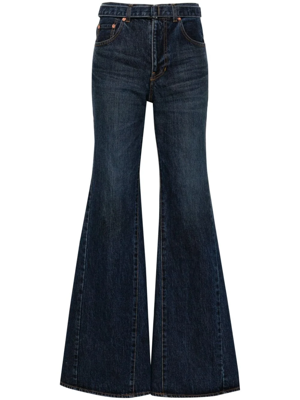 belted mid-rise flared jeans - 1