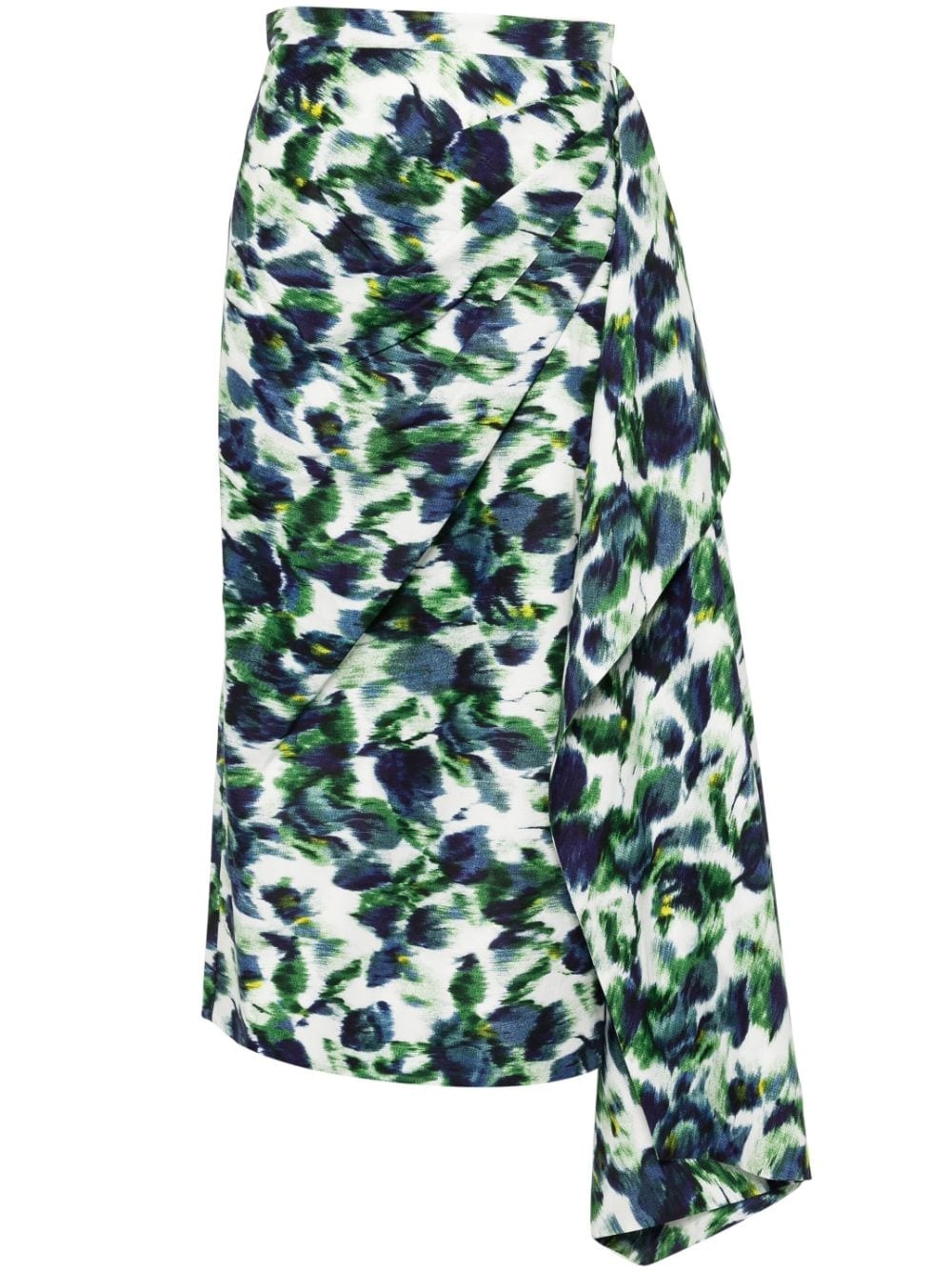 floral-print draped midi skirt - 1