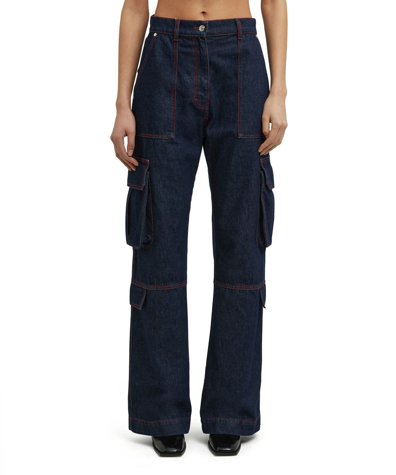 MSGM Cargo trousers with "Blue Denim with stitches" workmanship outlook