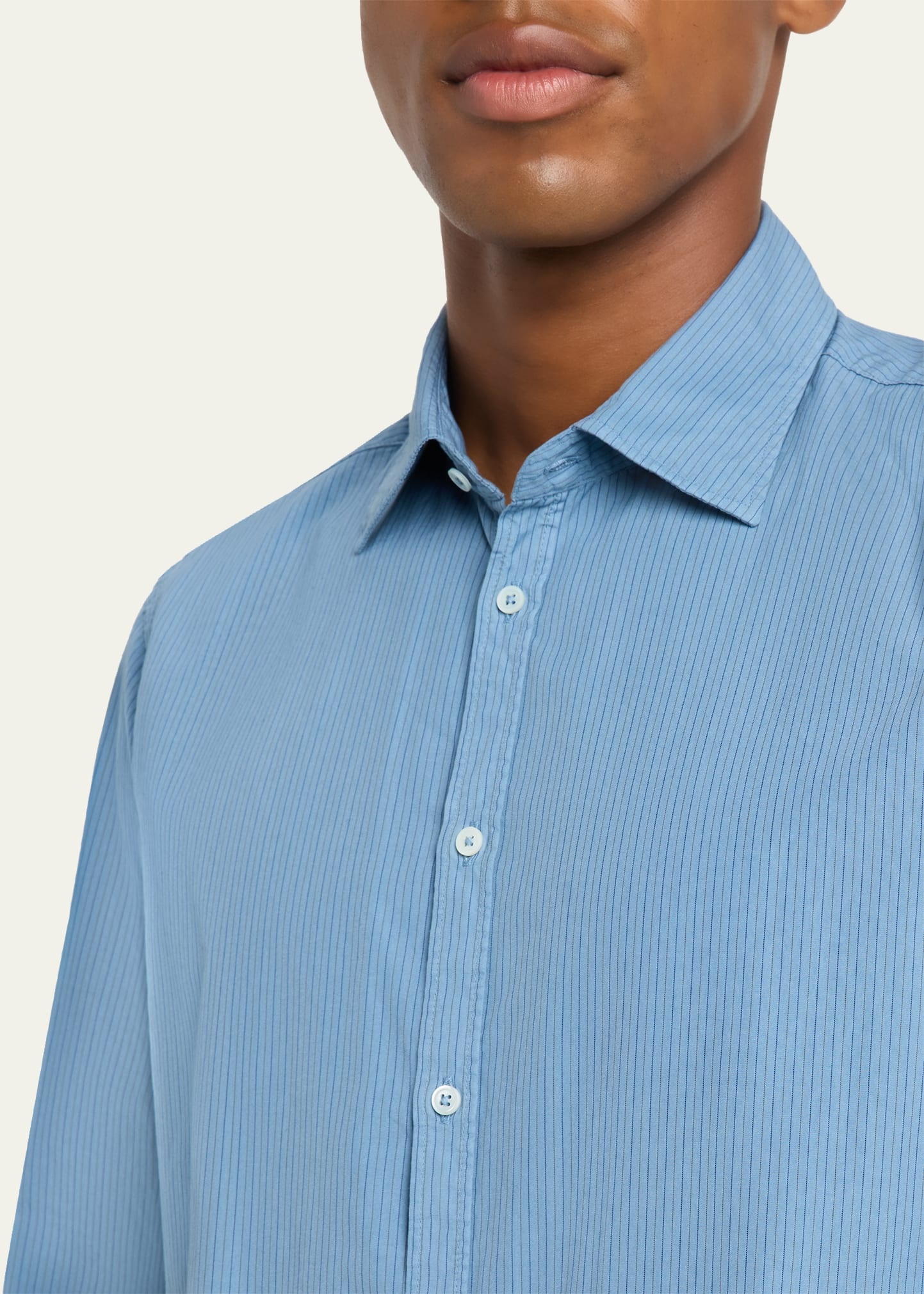 Men's Genova Stripe Cotton Button-Down Shirt - 5