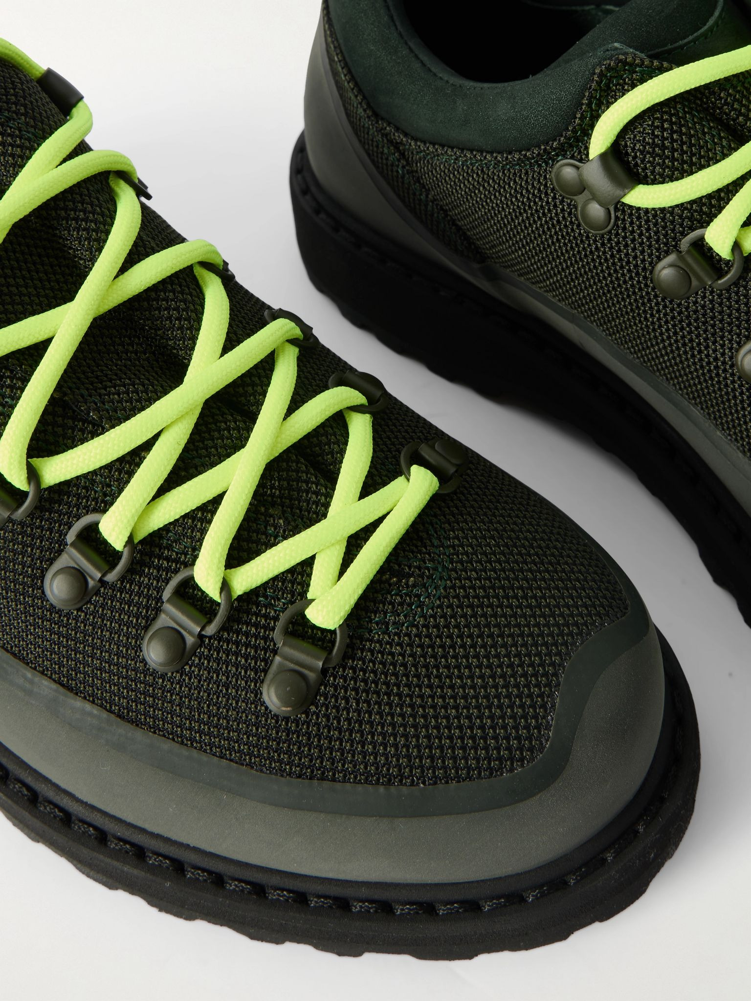 Roccia Basso Sport Rubber and Suede-Trimmed Tech-Shell Hiking Boots Green - 5