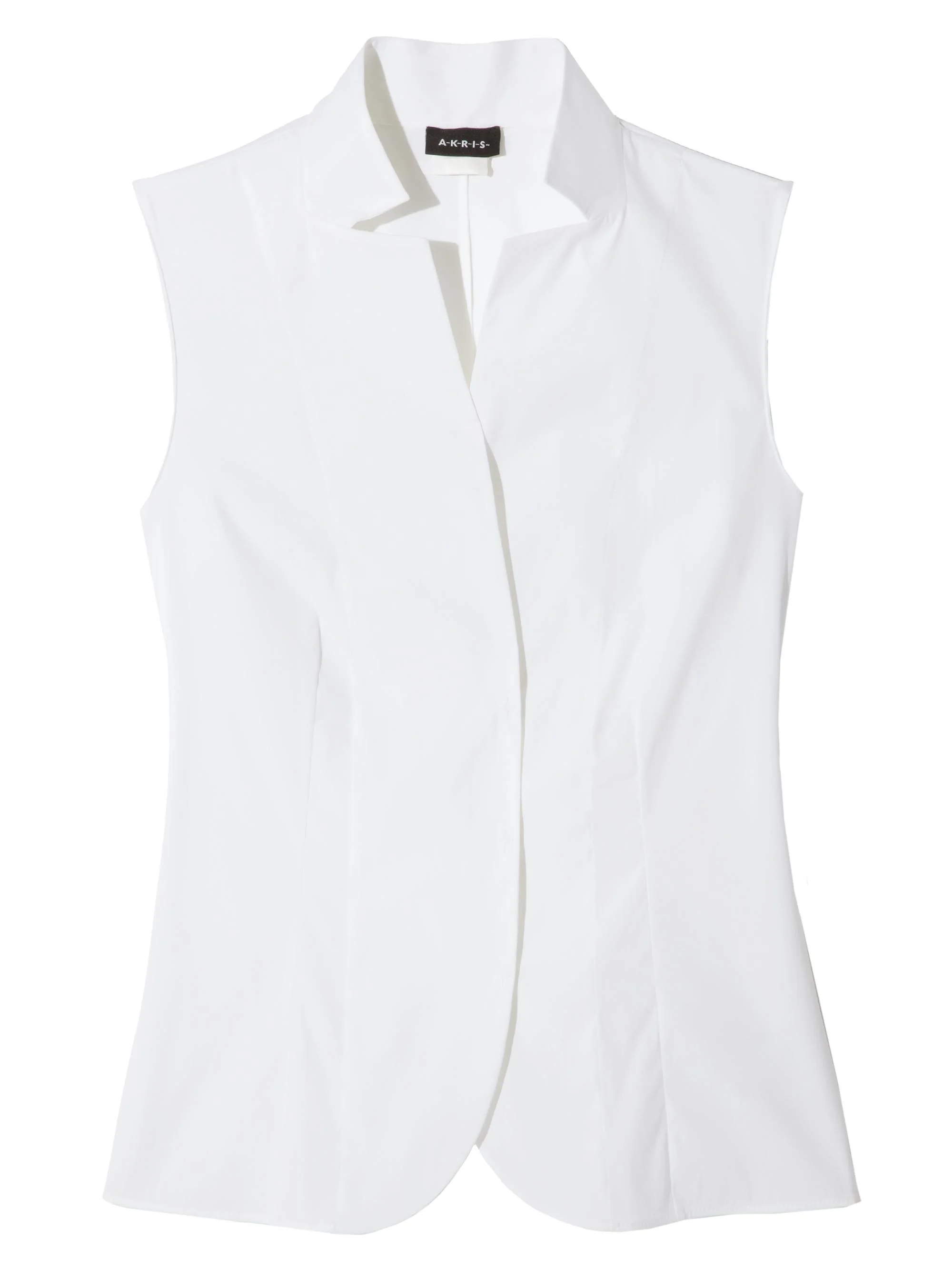 Women's Stretch-Cotton Revers Collar Blouse - White - 1