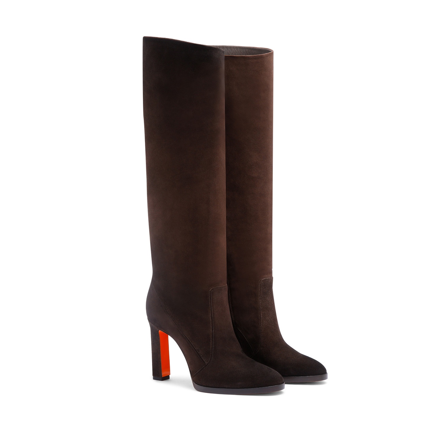 Women's dark brown suede high-heel boot - 5