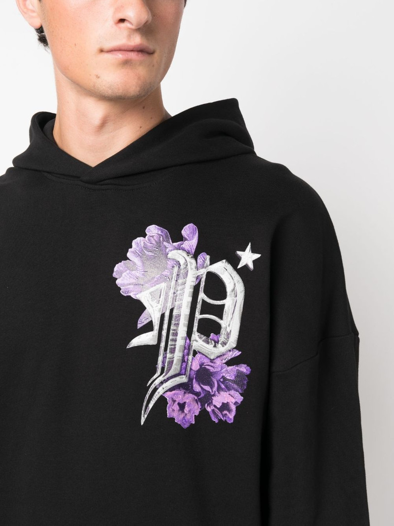 Flowers logo-print cotton hoodie 5