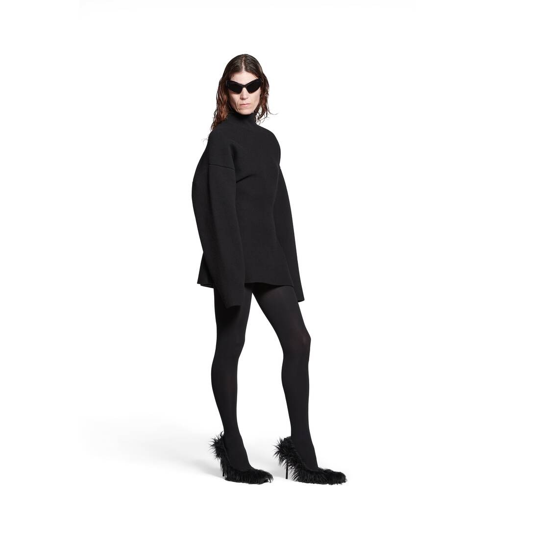 Women's Flex Fur 110mm Pump  in Black - 7