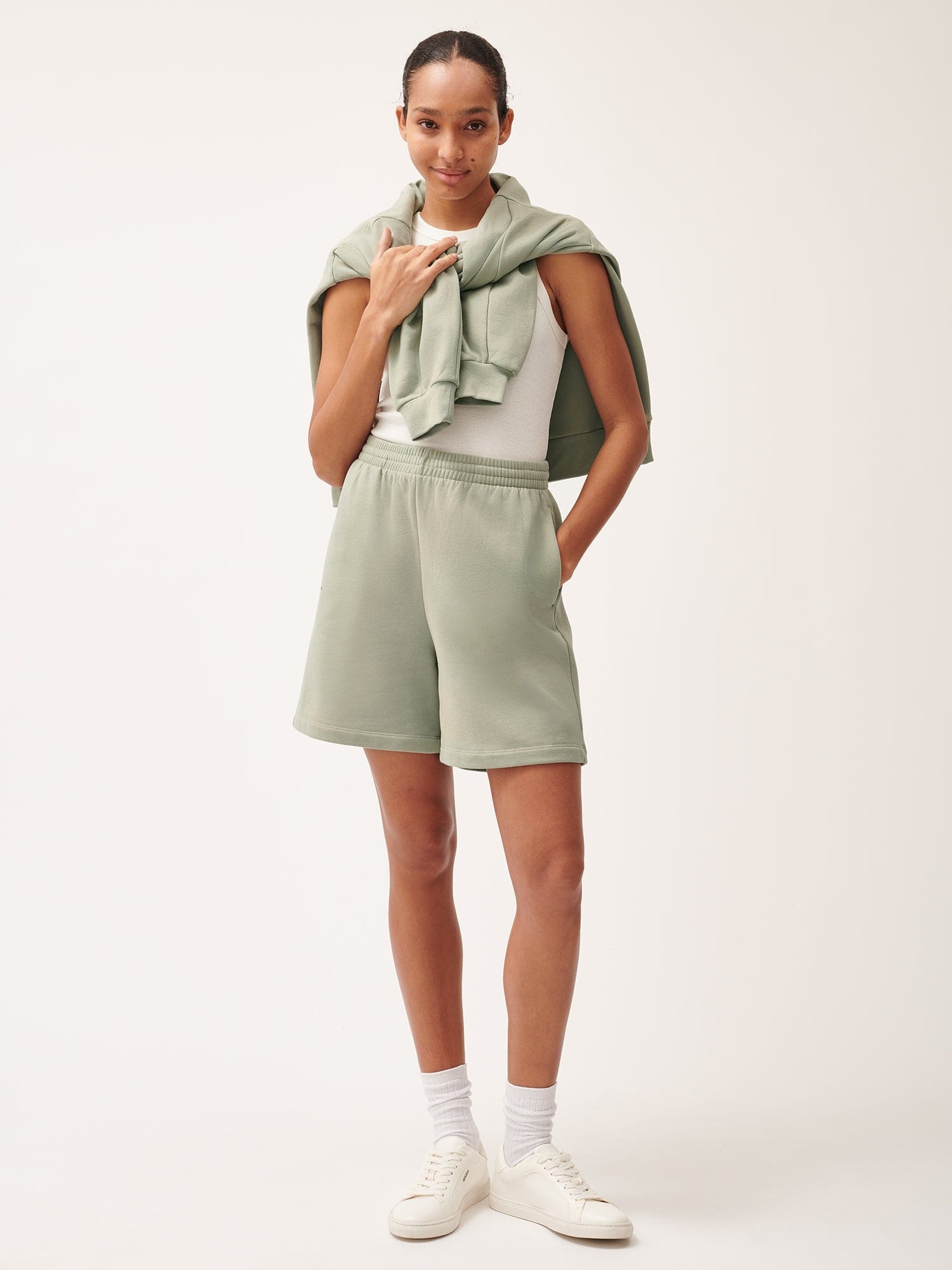 Womens 365 Midweight Mid Length Shorts - Moss-Green - 2