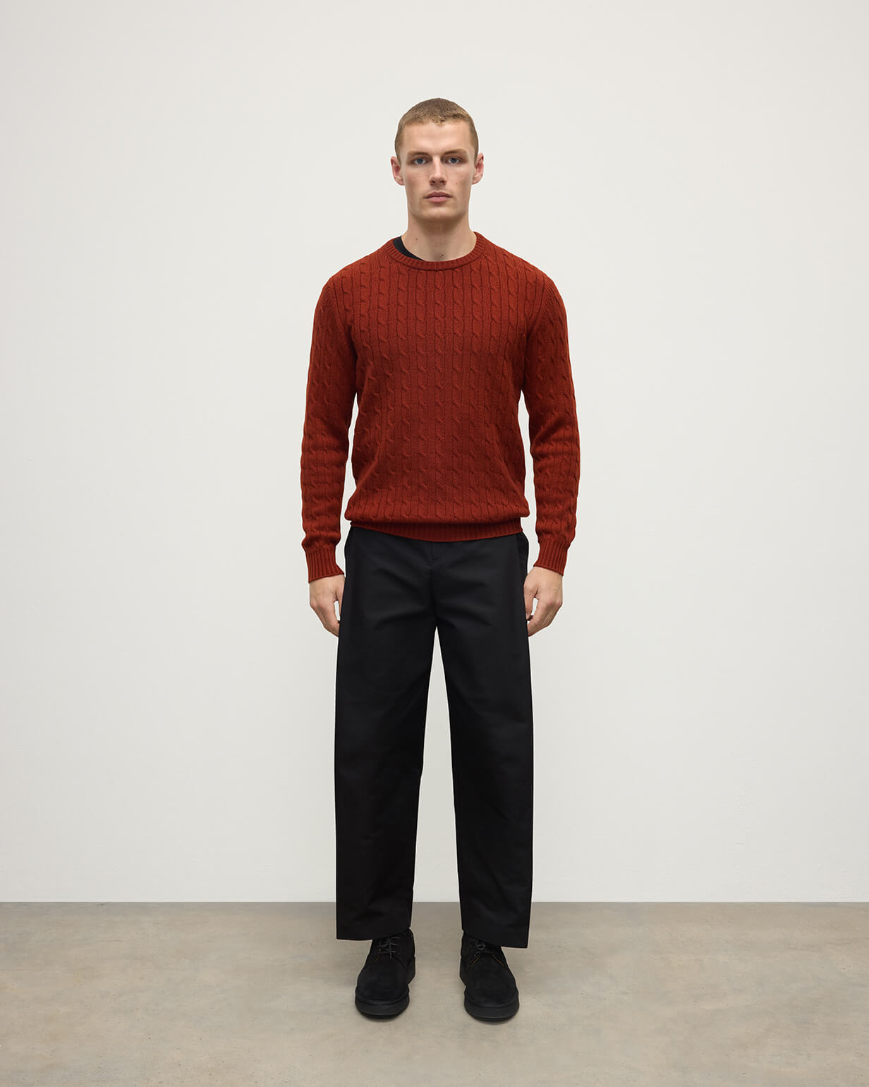 Cable Knit Red Cashmere Jumper - 2