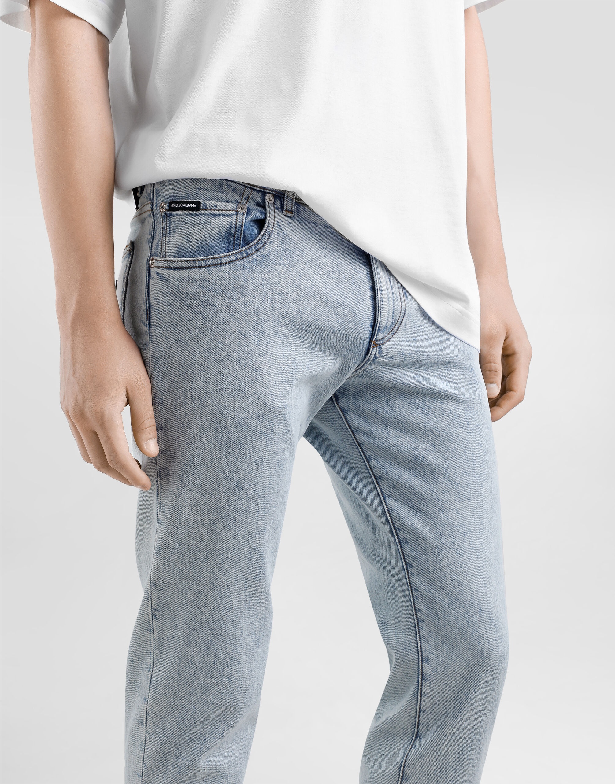 Slim-fit stretch cotton jeans with tag - 5