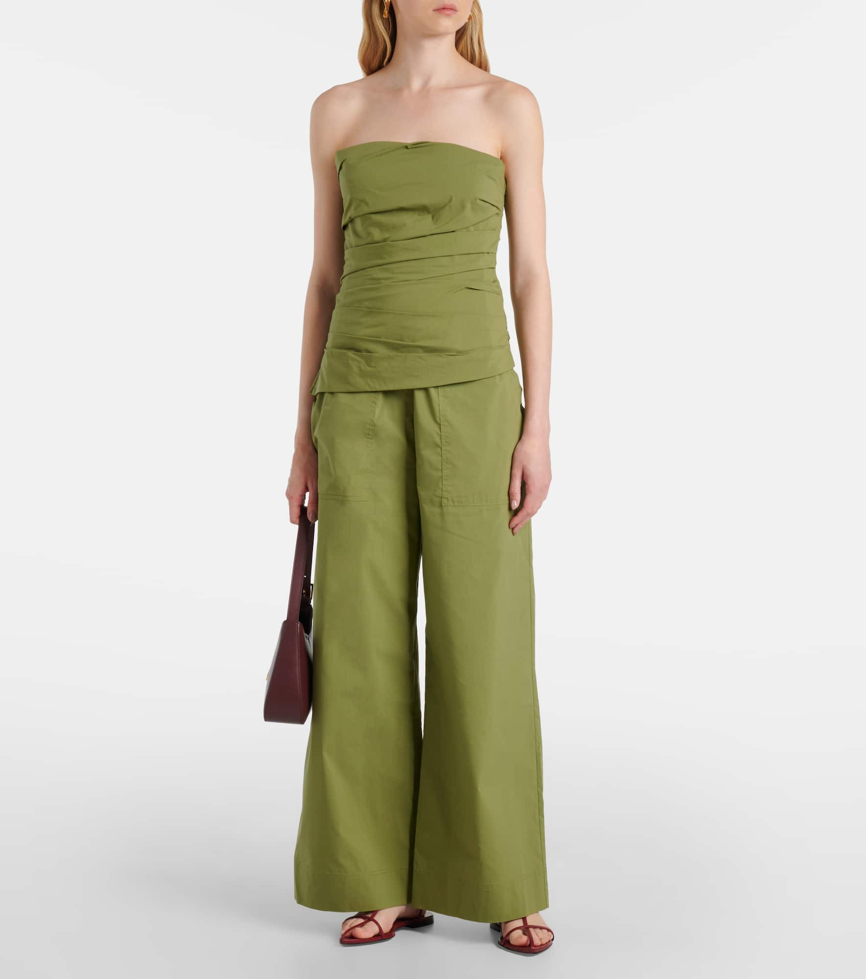 Emerson ruched cotton-blend tube top - 2