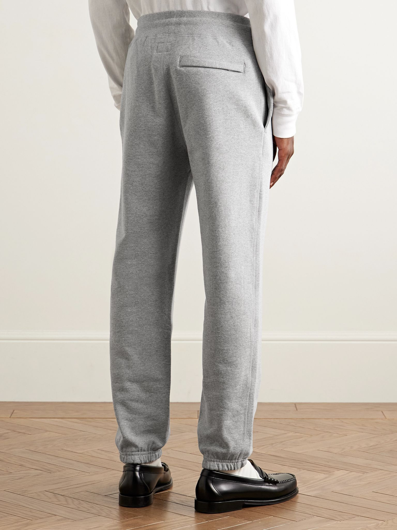 Core Tapered Logo-Embroidered Cotton-Jersey Sweatpants Gray - 4