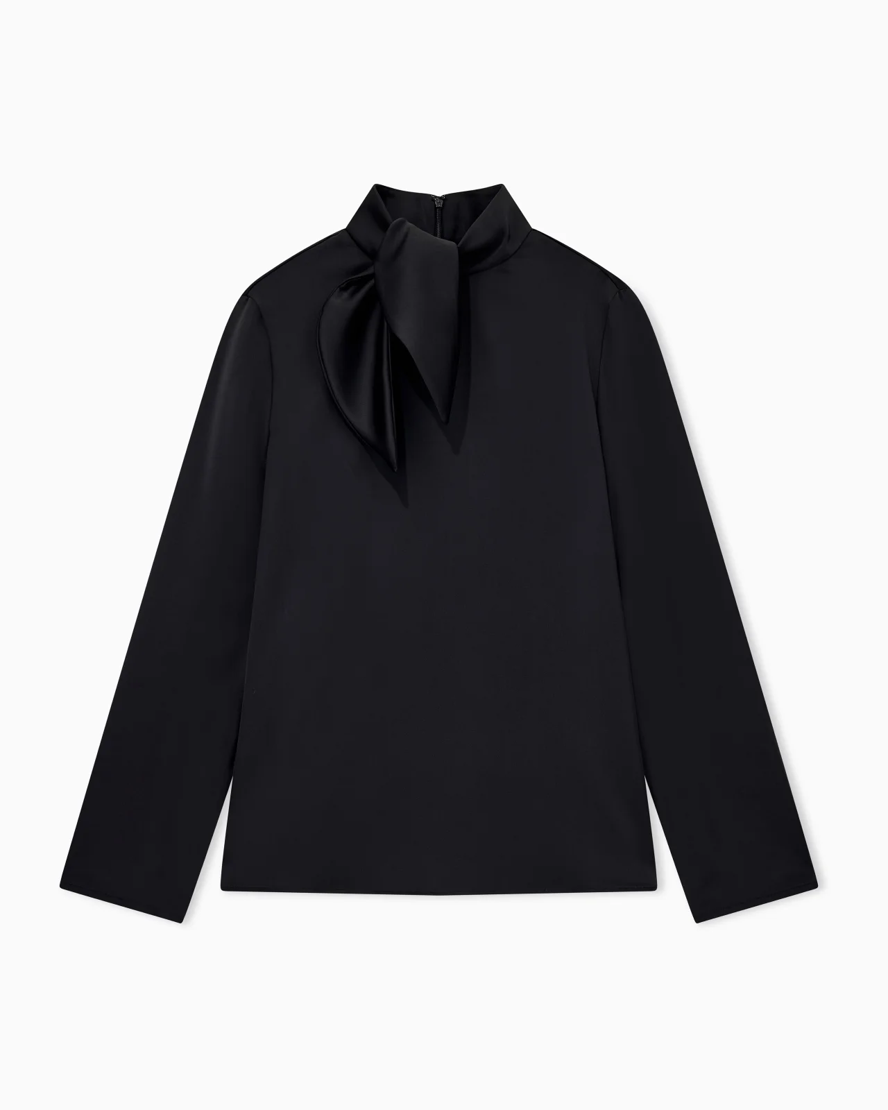 TOP IN TECHNO TWILL WITH HIGH COLLAR AND BOW DETAIL - 1