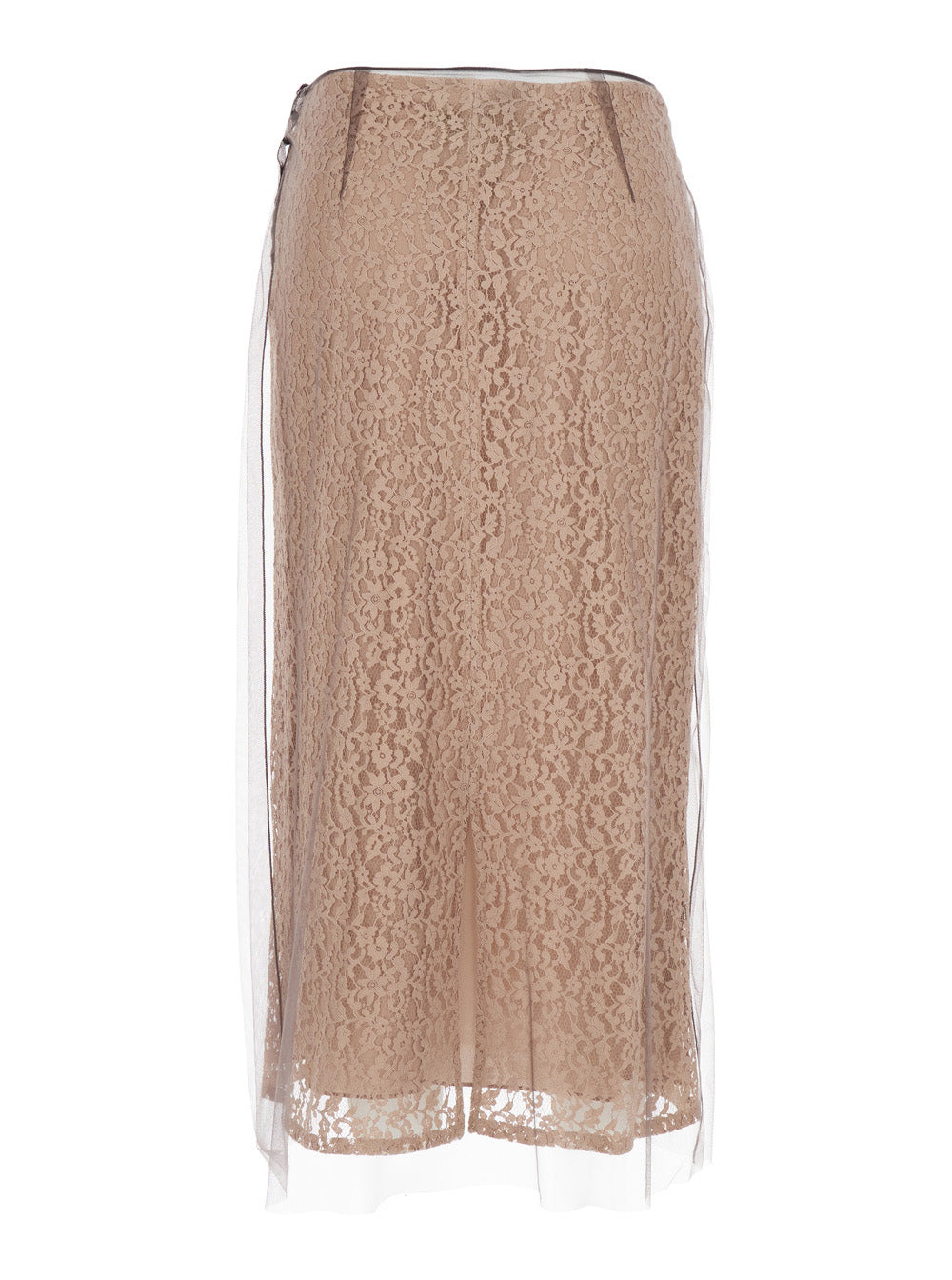Fendi Women Beige Tube Skirt With All-Over Floral Embroidery In Lace Woman - 2