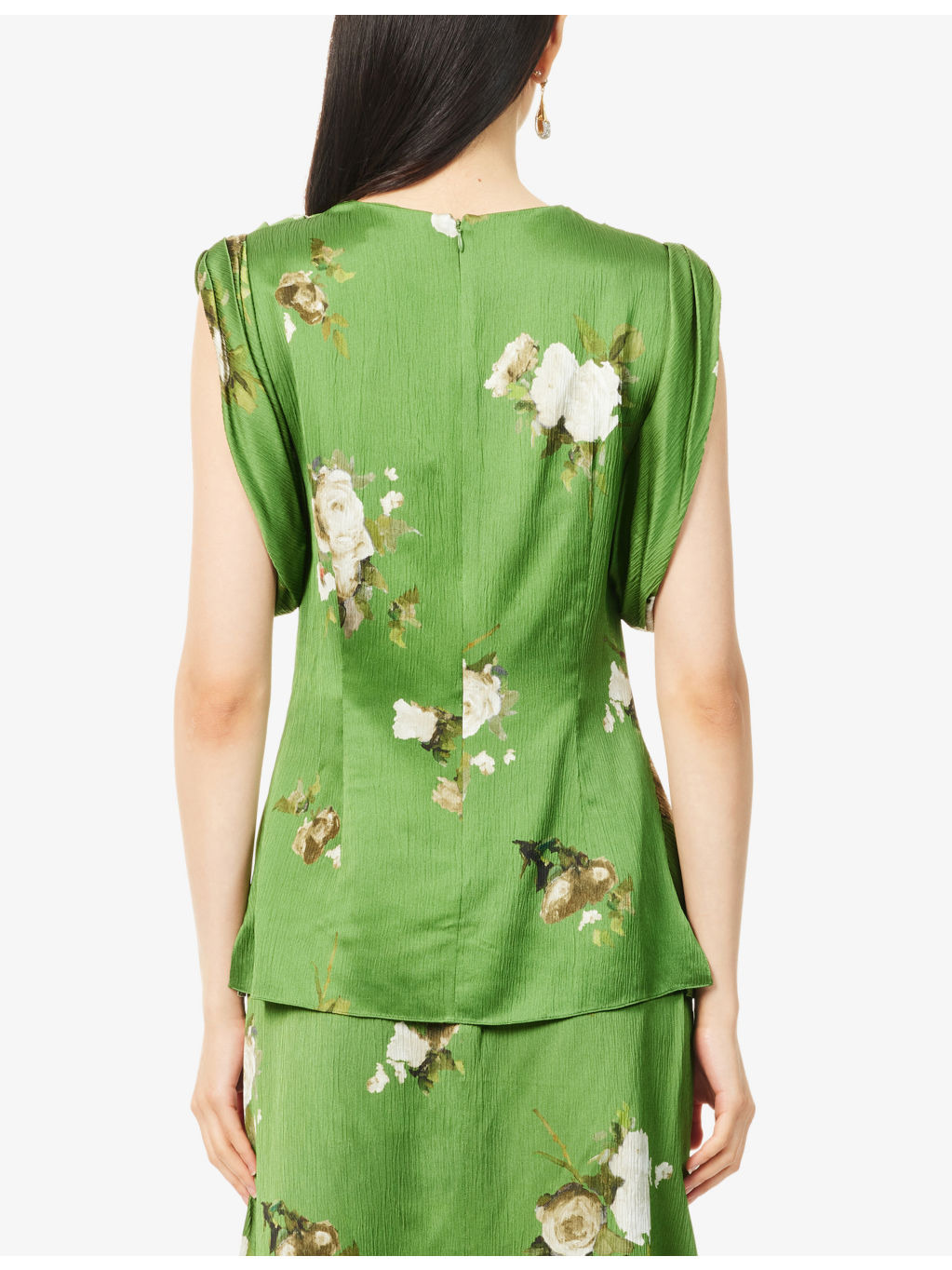 Floral  Draped Woven Top - 4