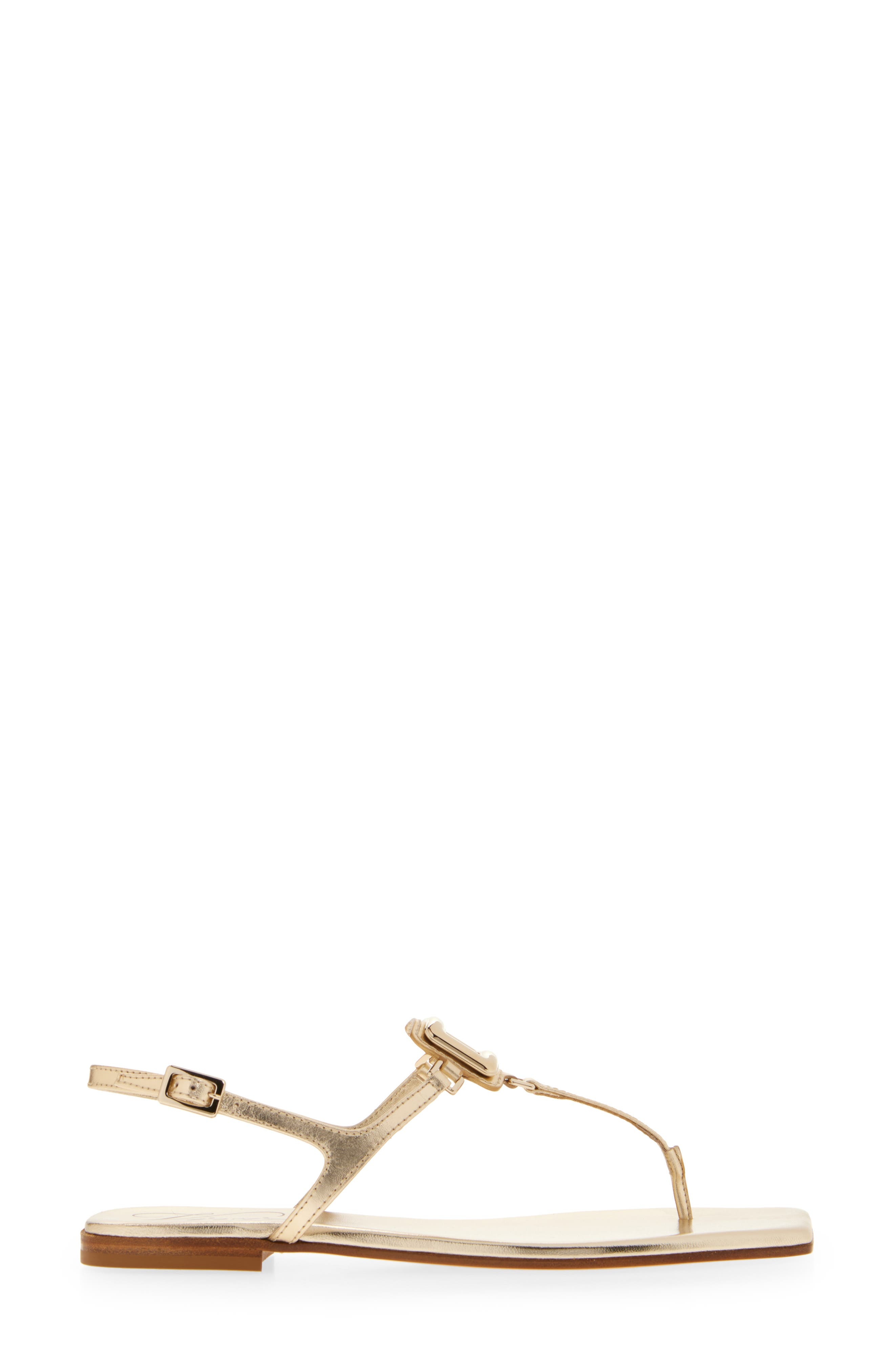Roger Vivier Viv by the Sea Metallic T-Strap Sandal in Oro Chiaro at Nordstrom - 3