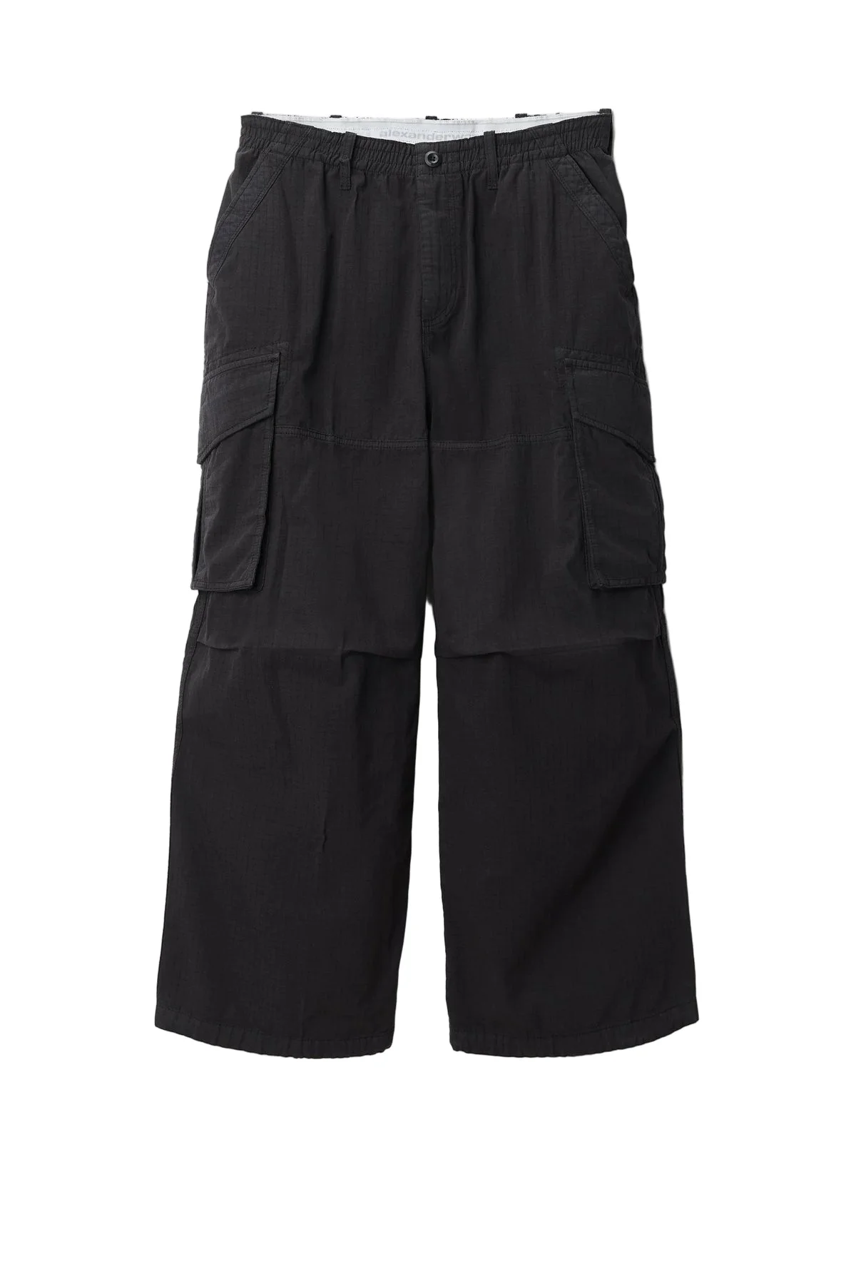 ELASTIC MID-RISE CARGO PANTS (JET BLACK) - 1