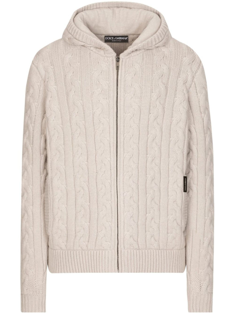 cable-knit hoodie - 1