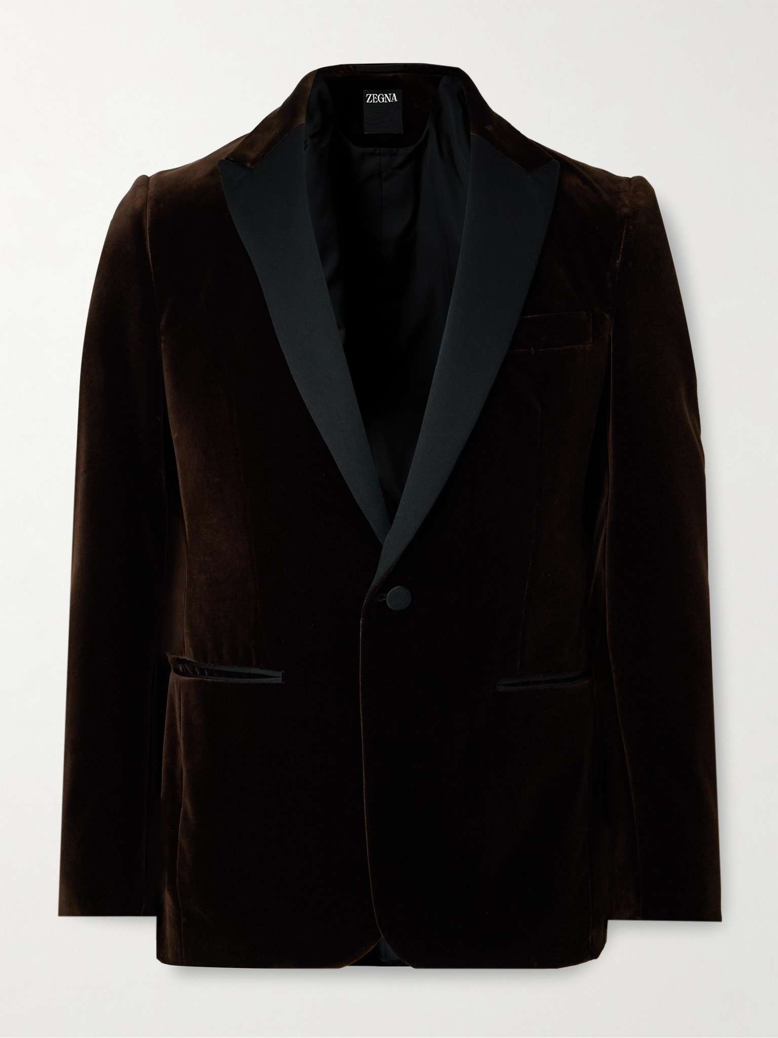 Satin-Trimmed Cotton-Velvet Tuxedo Jacket - 1