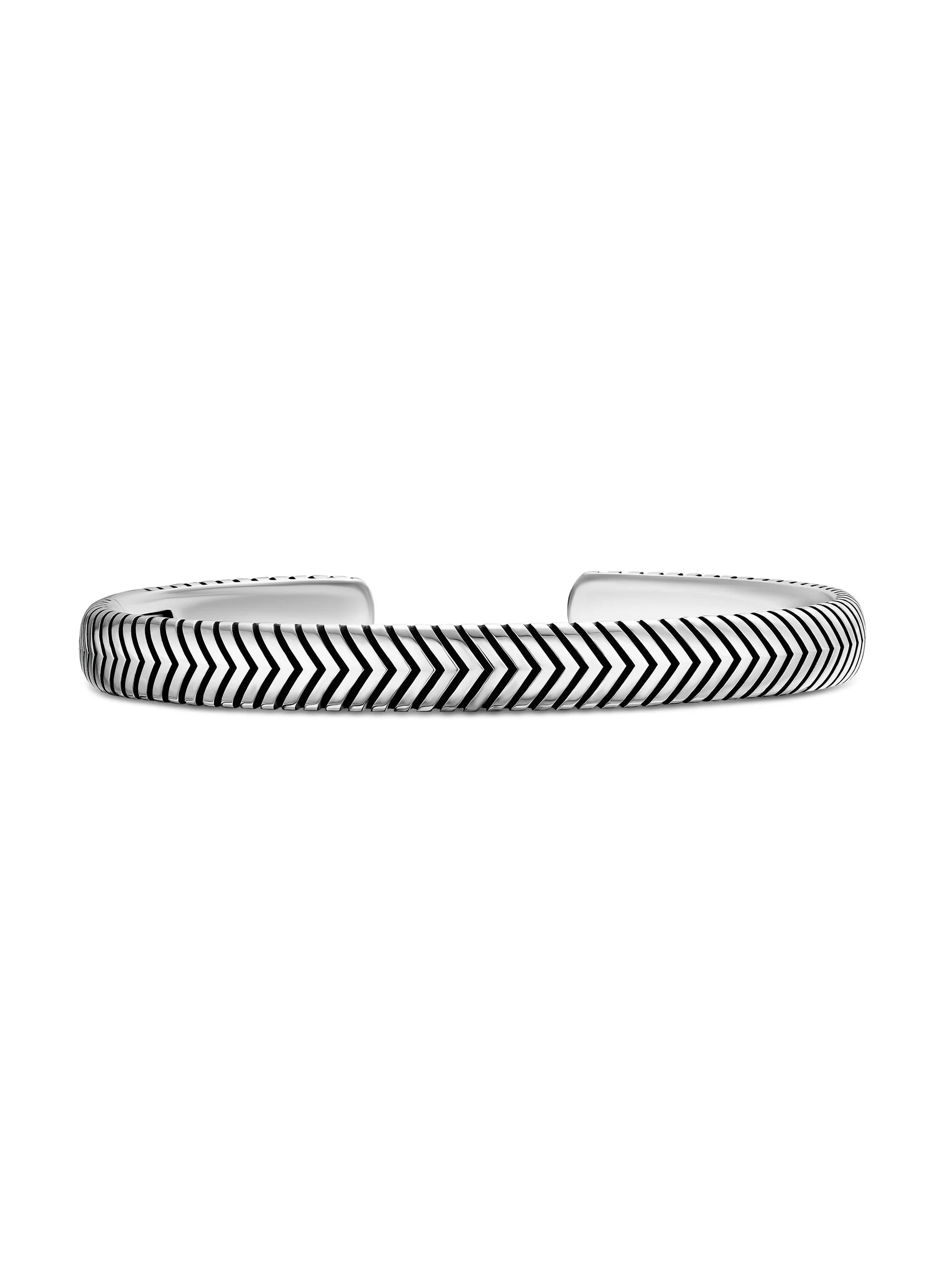 Men's Chevron Cuff Bracelet in Sterling Silver, 8MM - Silver - 1