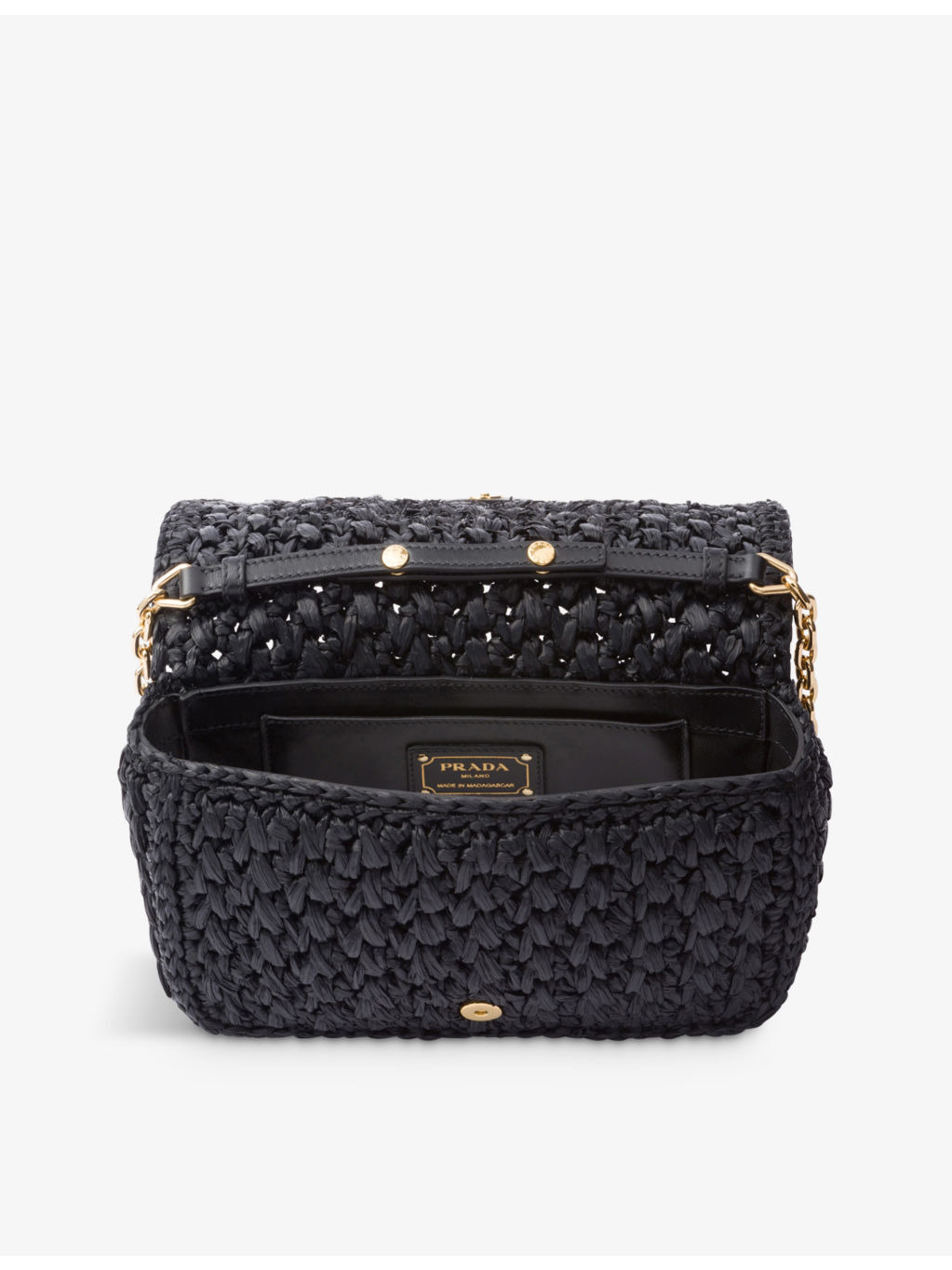 Logo-plaque raffia-effect woven shoulder bag - 4
